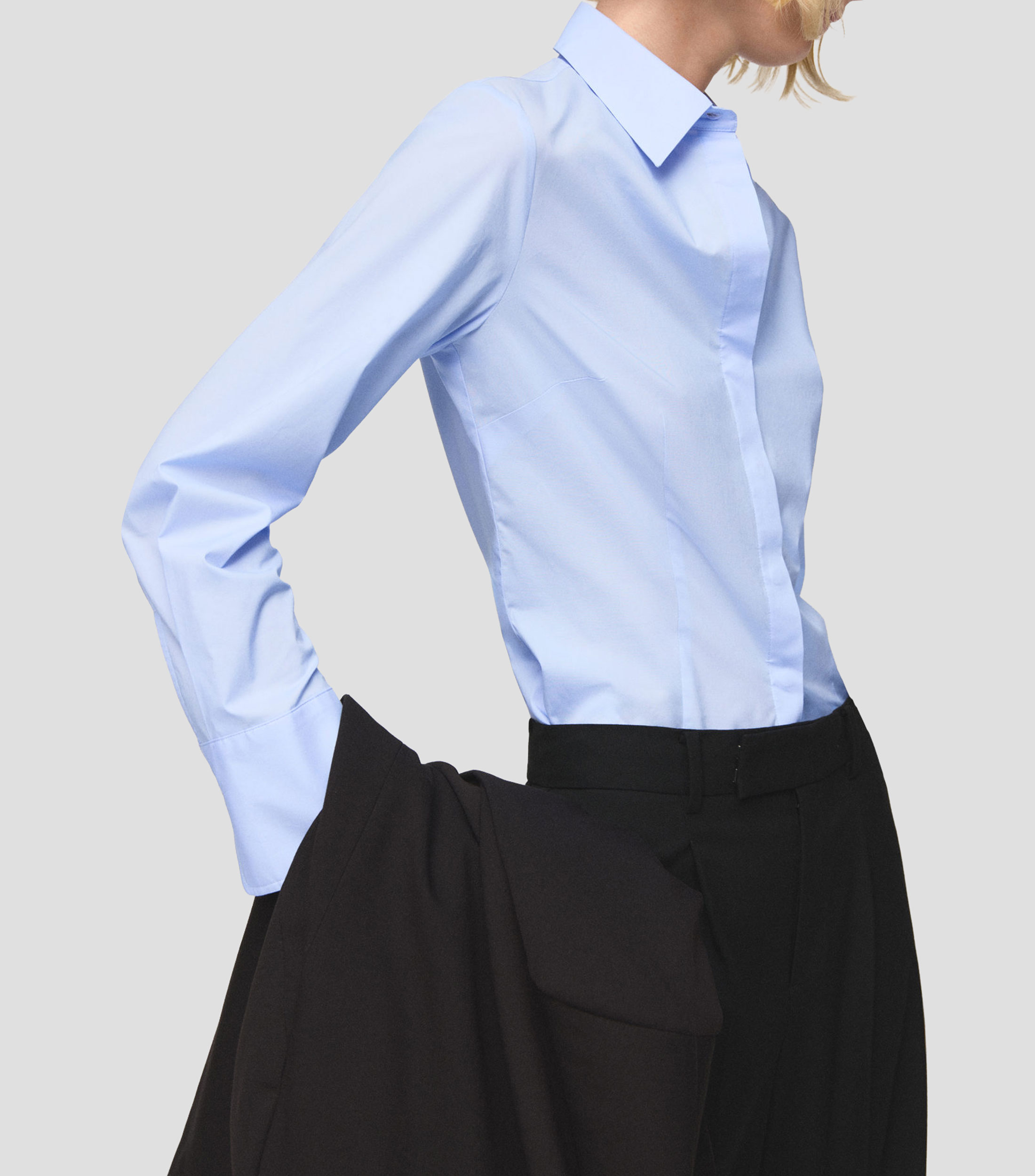 Camisa lisa de manga larga Mujer
