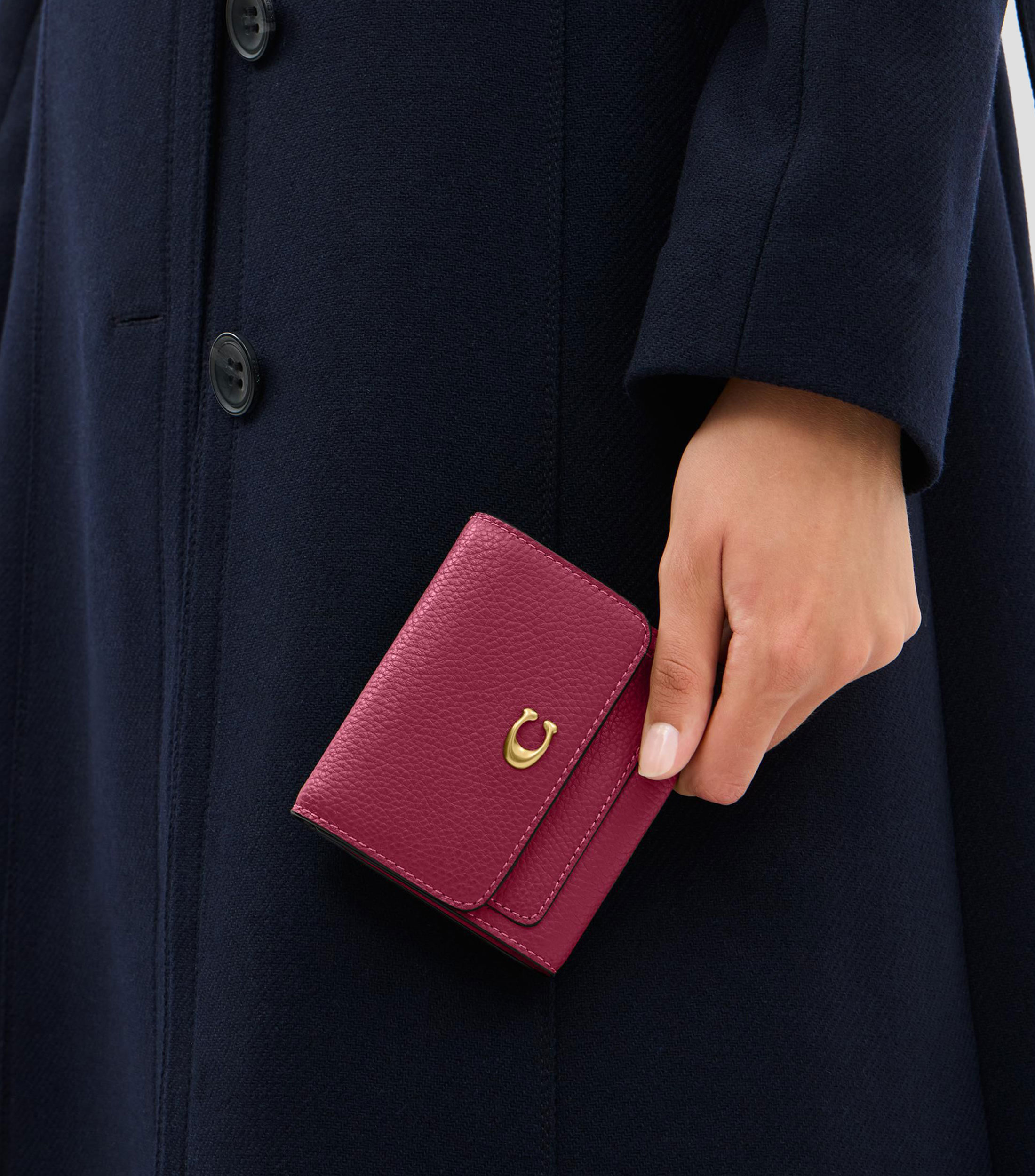 Cartera fucsia en piel Mila lisa Mujer