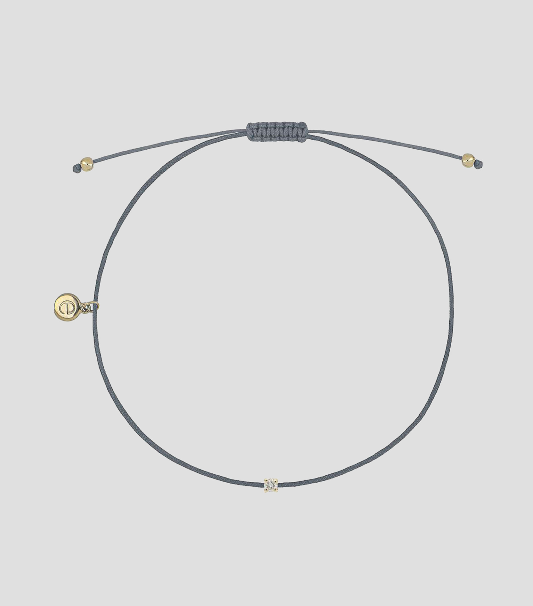 Pulsera de hilo gris con dije de diamante Mujer