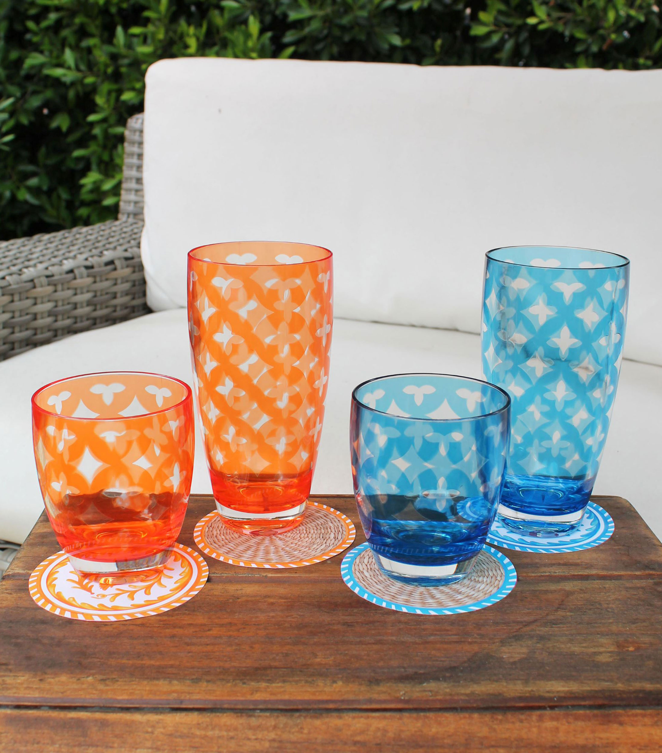 Vaso para agua Palazzio Orange en acrílico