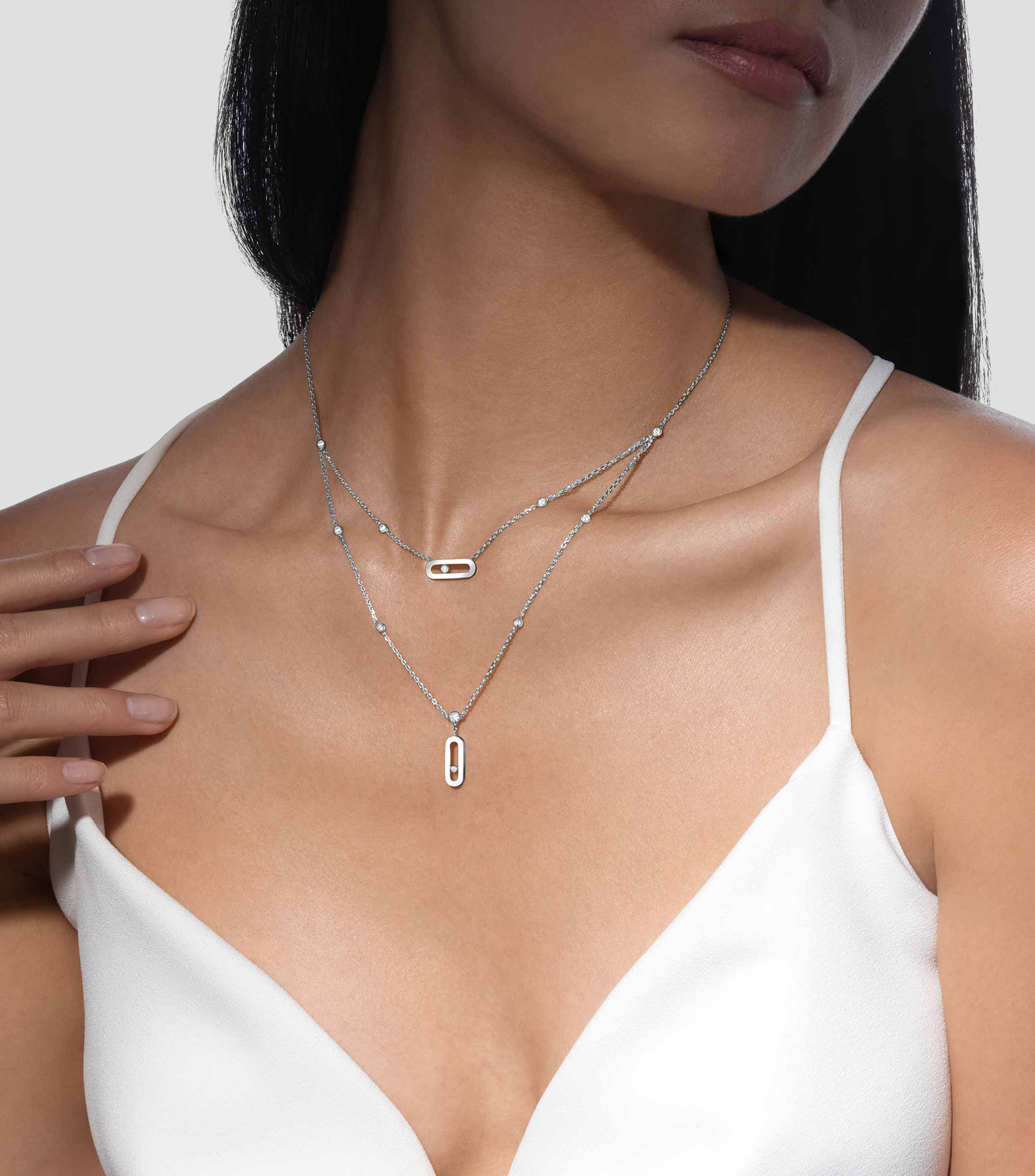 Collar en oro blanco con diamantes Move Classique Mujer