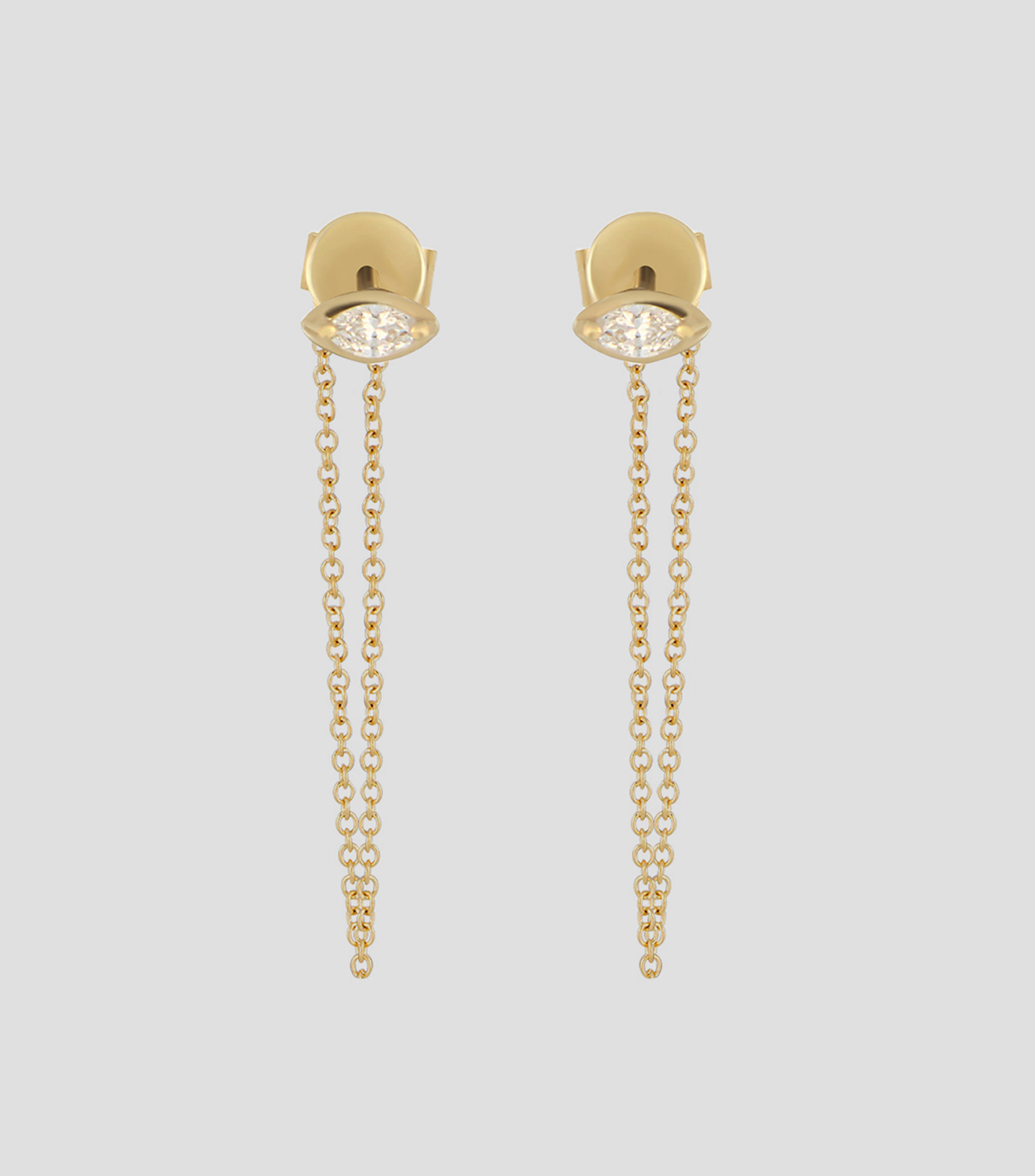 Broqueles en oro amarillo 18 kilates con diamantes Mujer