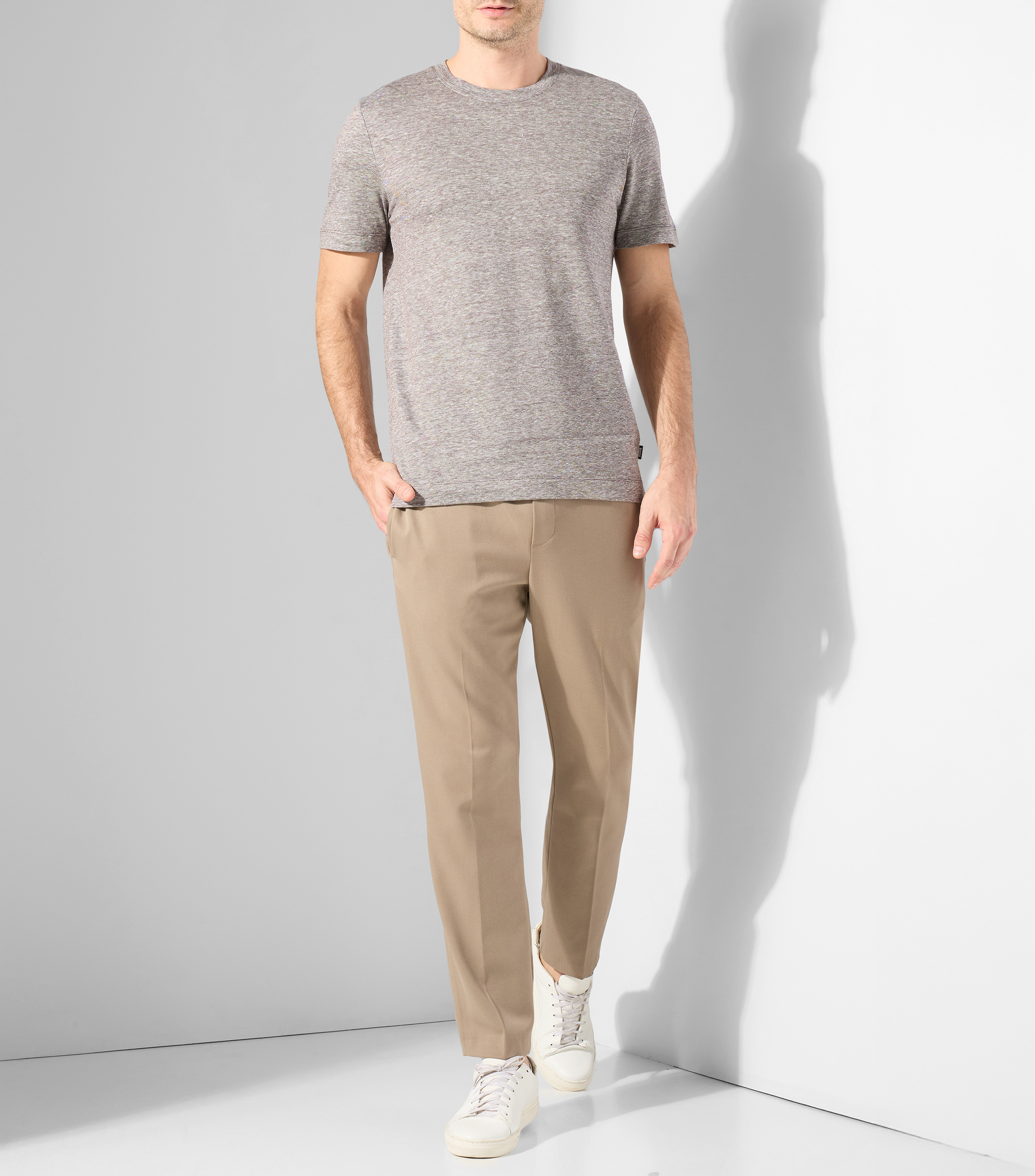 Playera de corte regular en algodón y lino Hombre