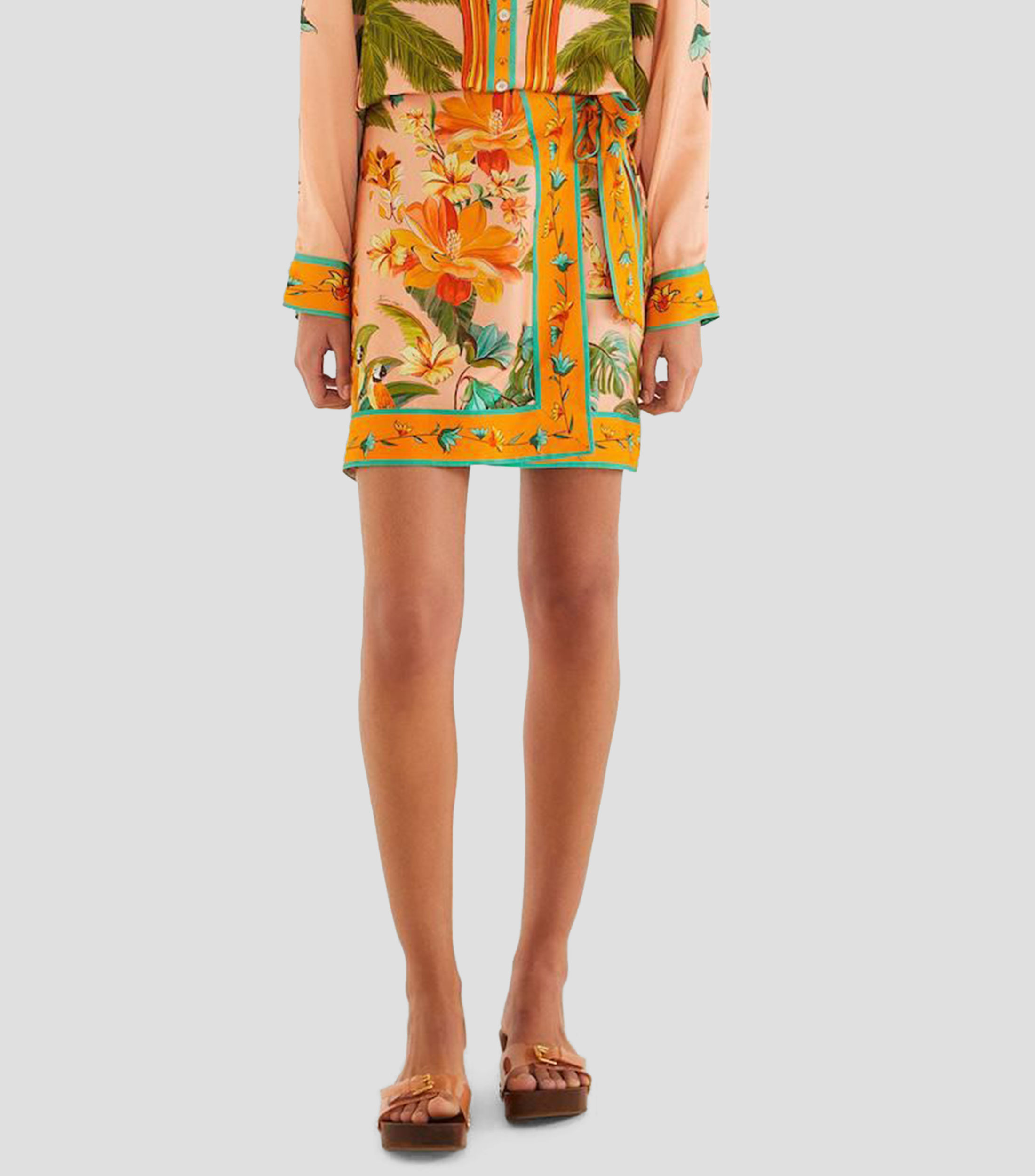 Falda mini de corte recto estampada Mujer