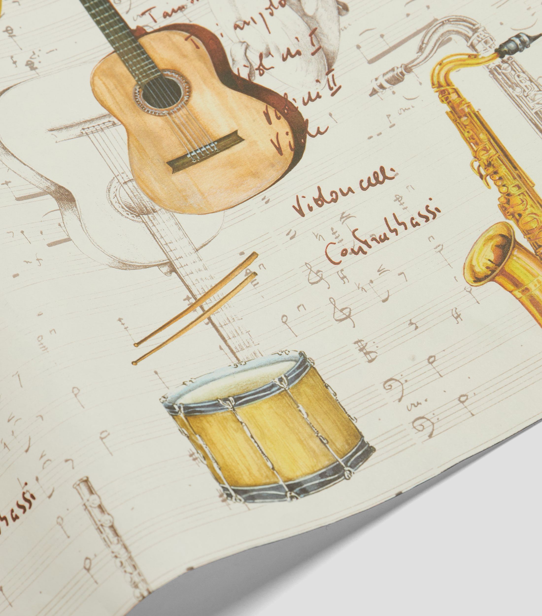 Pliego de papel Instrumentos Musicales estampado