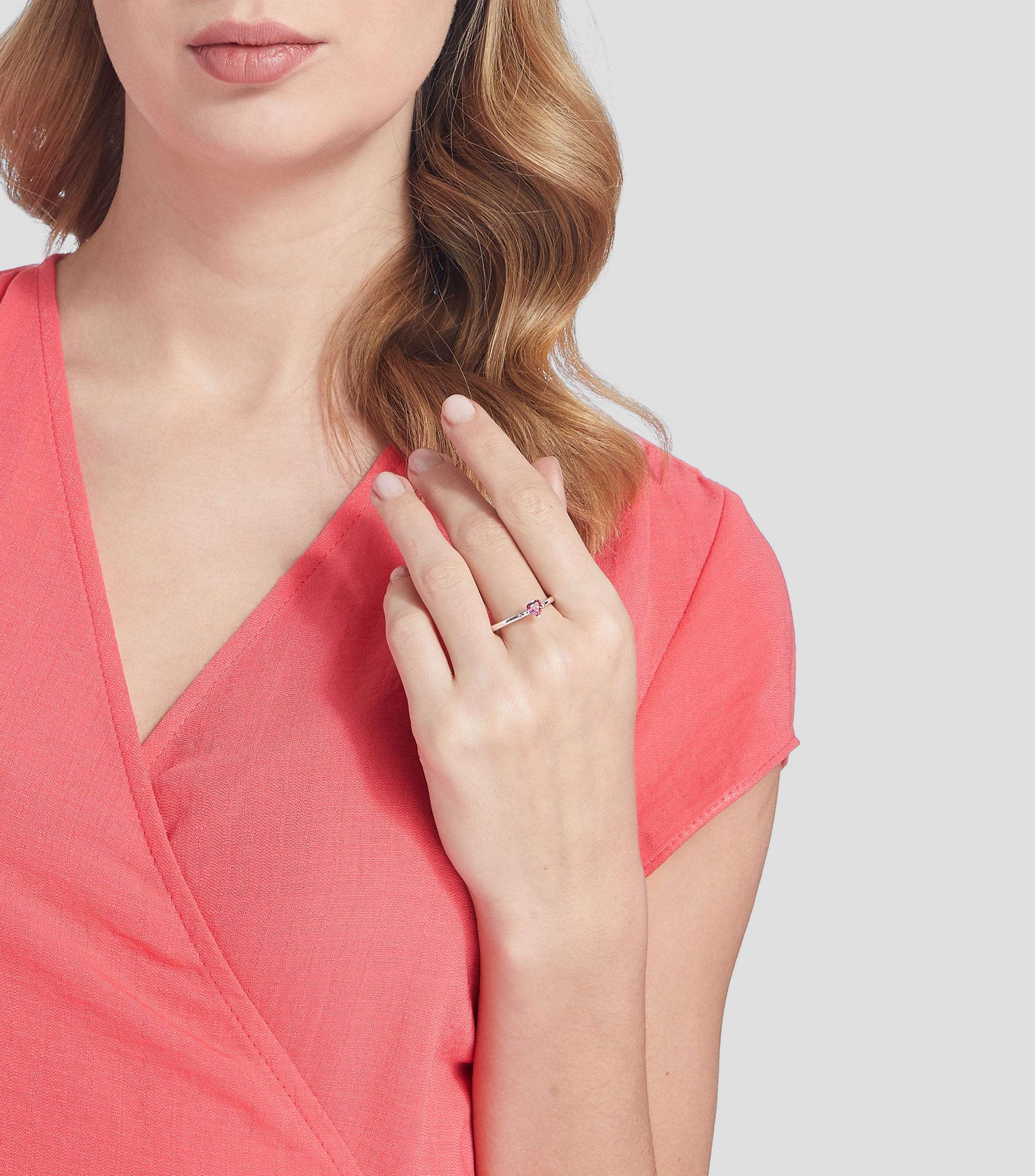 Anillo en plata .925 Corazón rojo reluciente con zirconia cúbica Mujer Talla: 60