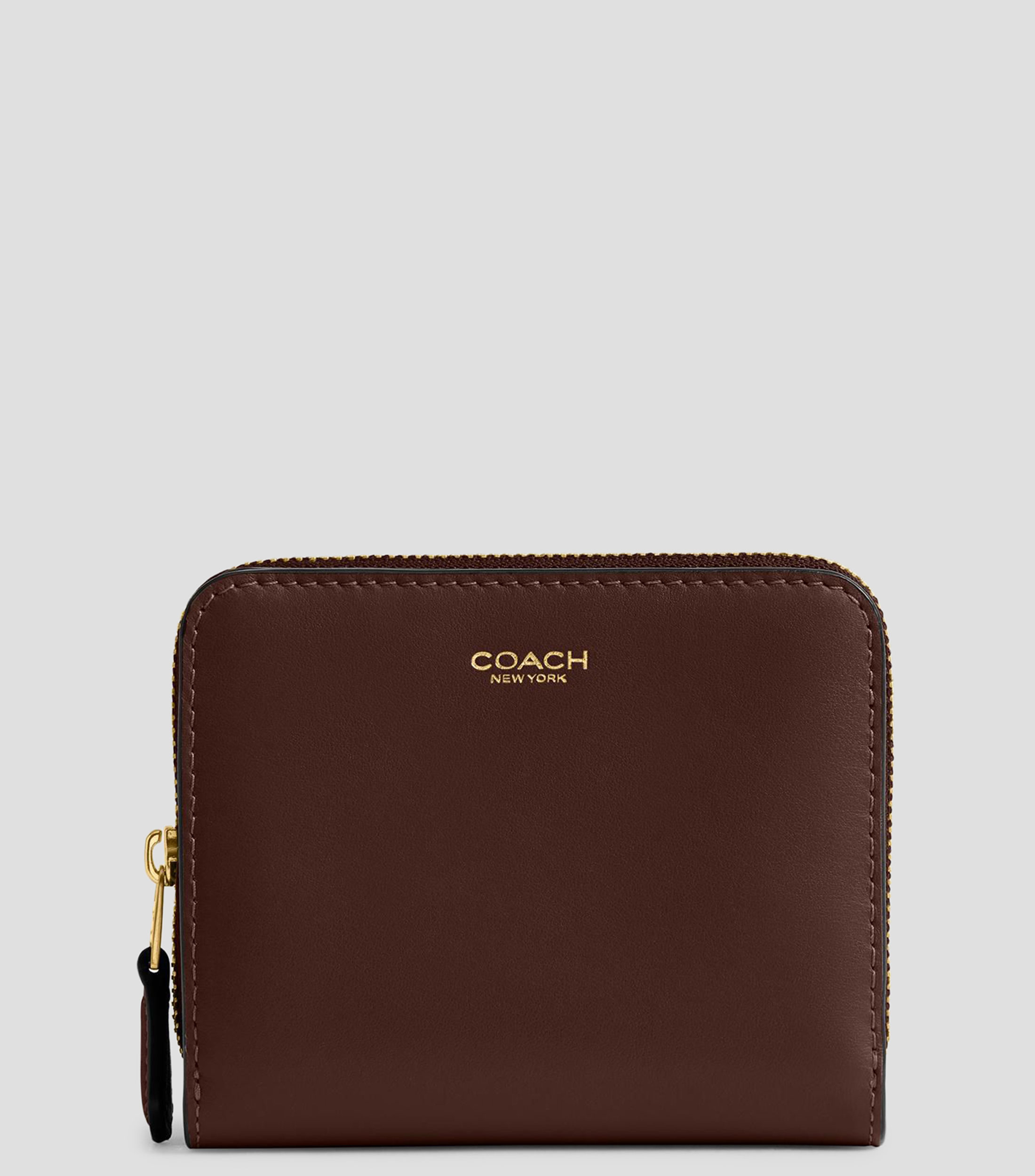 Cartera café oscuro en piel Billfold lisa Mujer