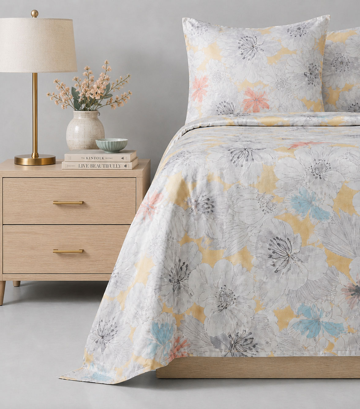 Juego de funda para duvet king size en algodón Magnolia multicolor