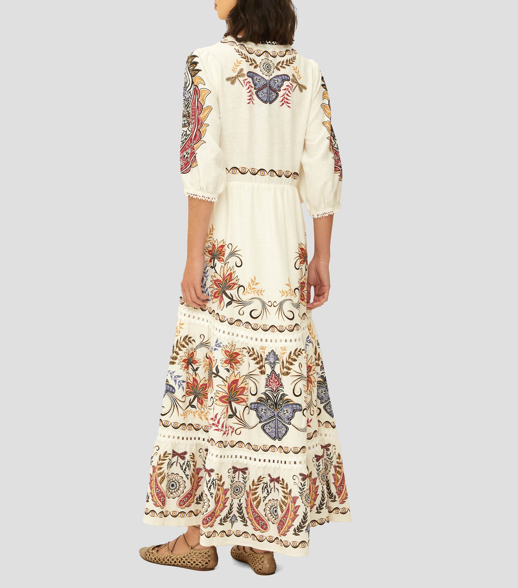 Vestido Largo estampado manga corta Mujer
