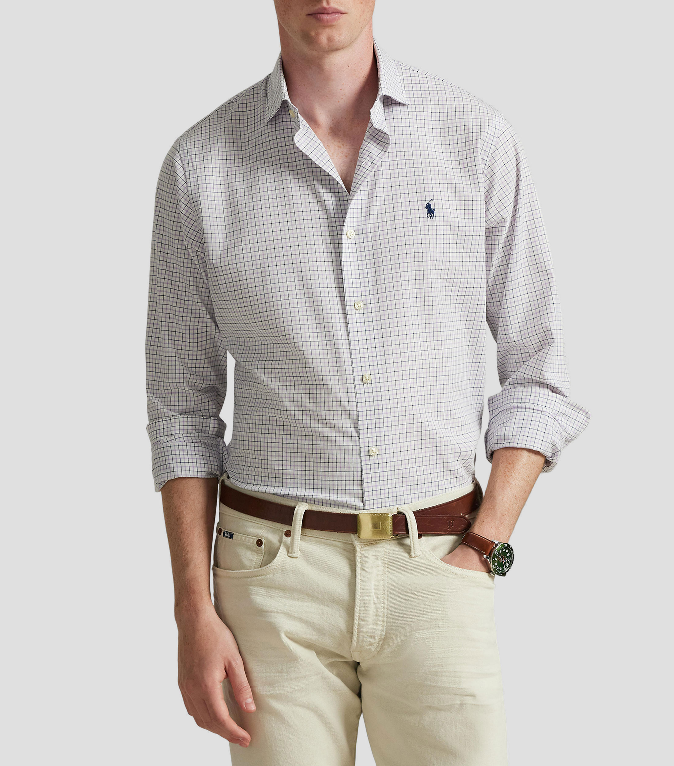 Camisa de cuadros manga larga Hombre