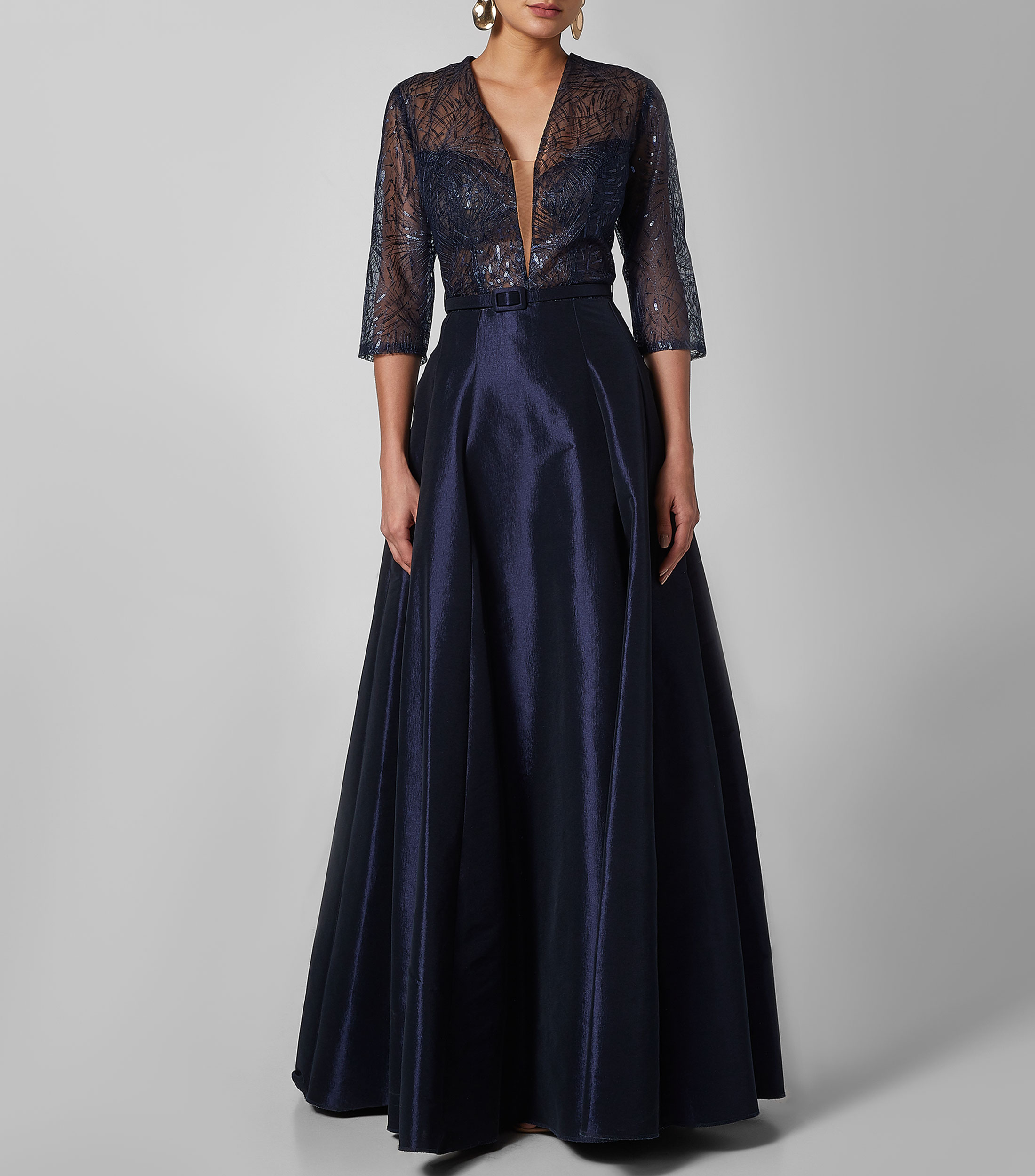 Massima: Vestido de Fiesta Maxi Manga 3,4 Mujer El Palacio de Hierro