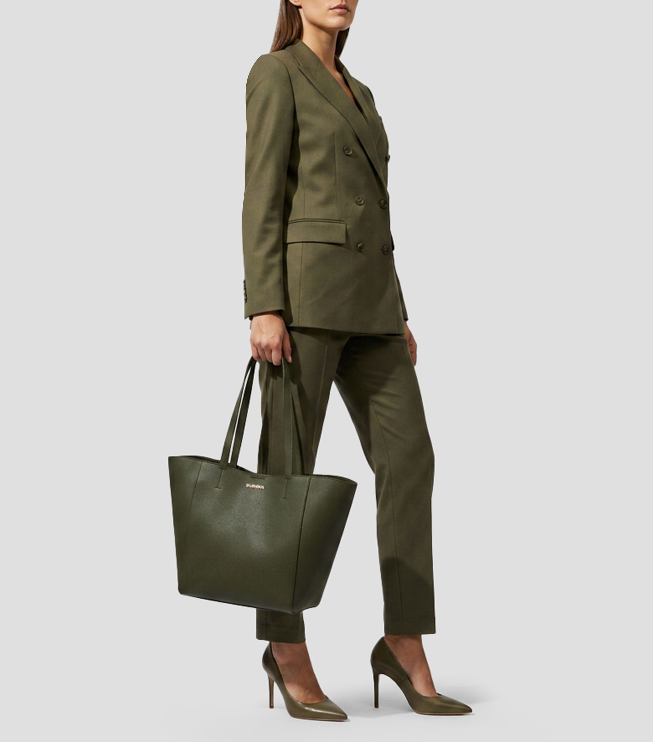 Bolsa tote lisa con detalle texturizado Mujer