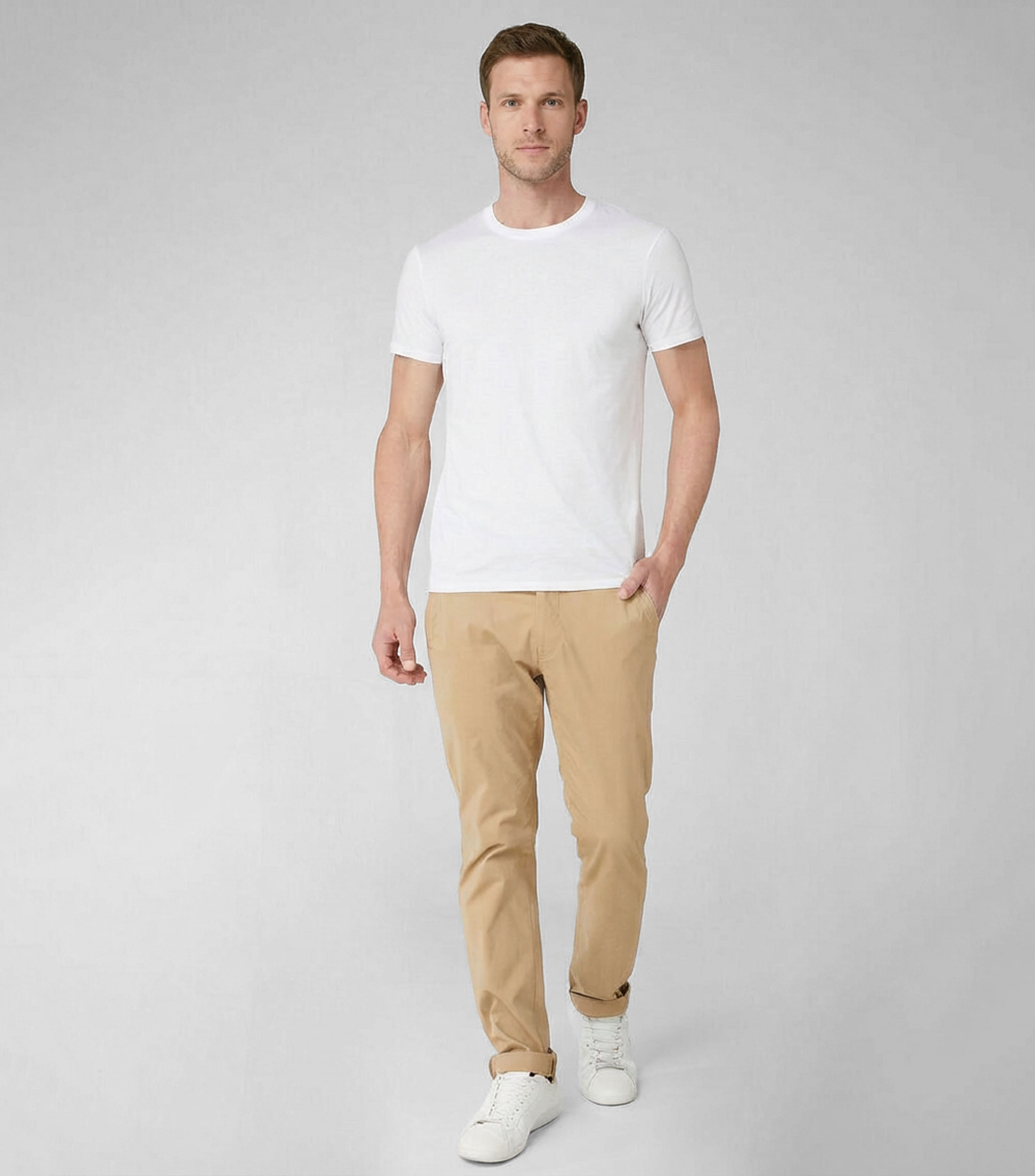 Playera cuello redondo manga corta lisa hombre