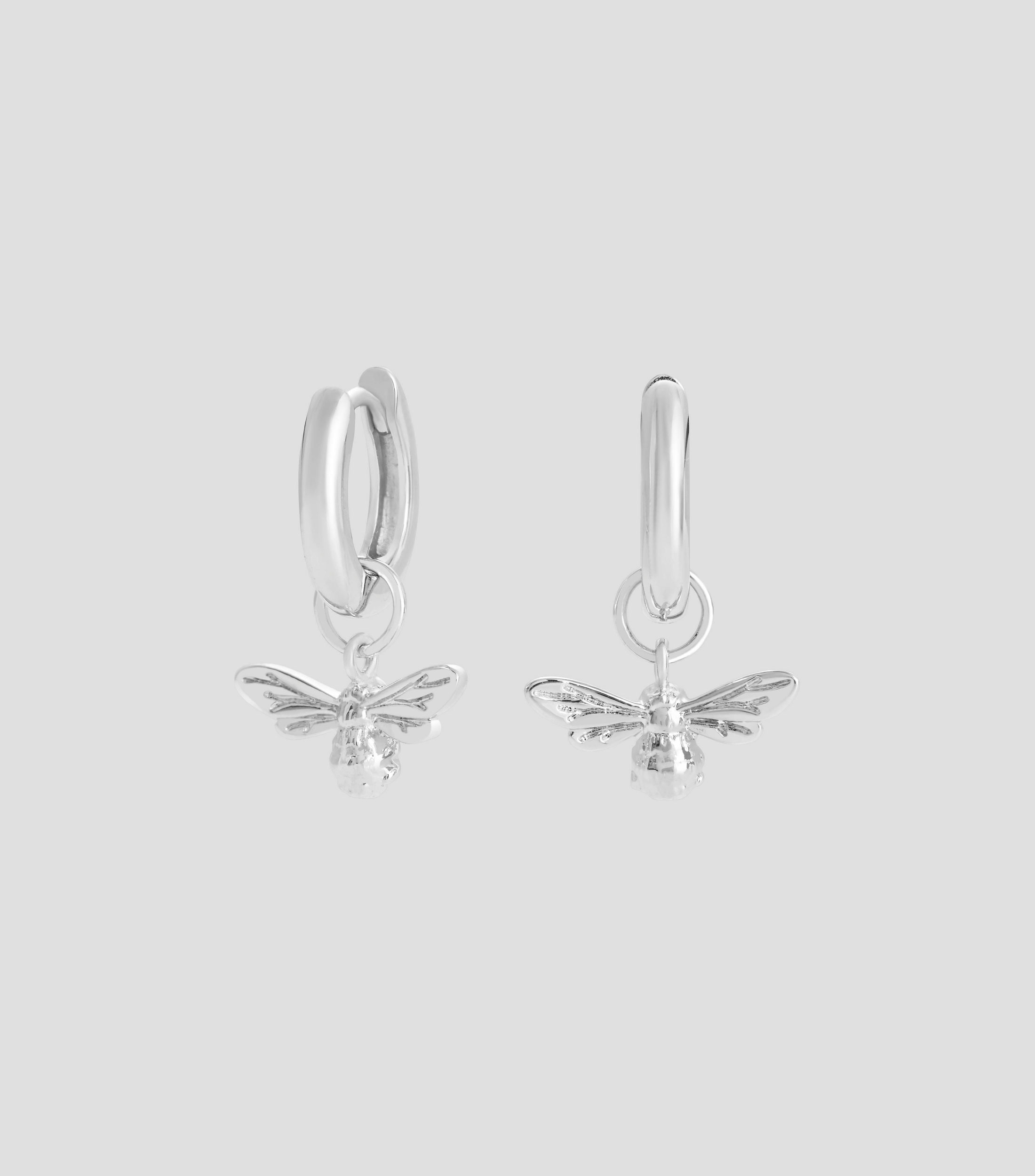 Aretes aro con abeja en Plata Lucky Bee Mujer