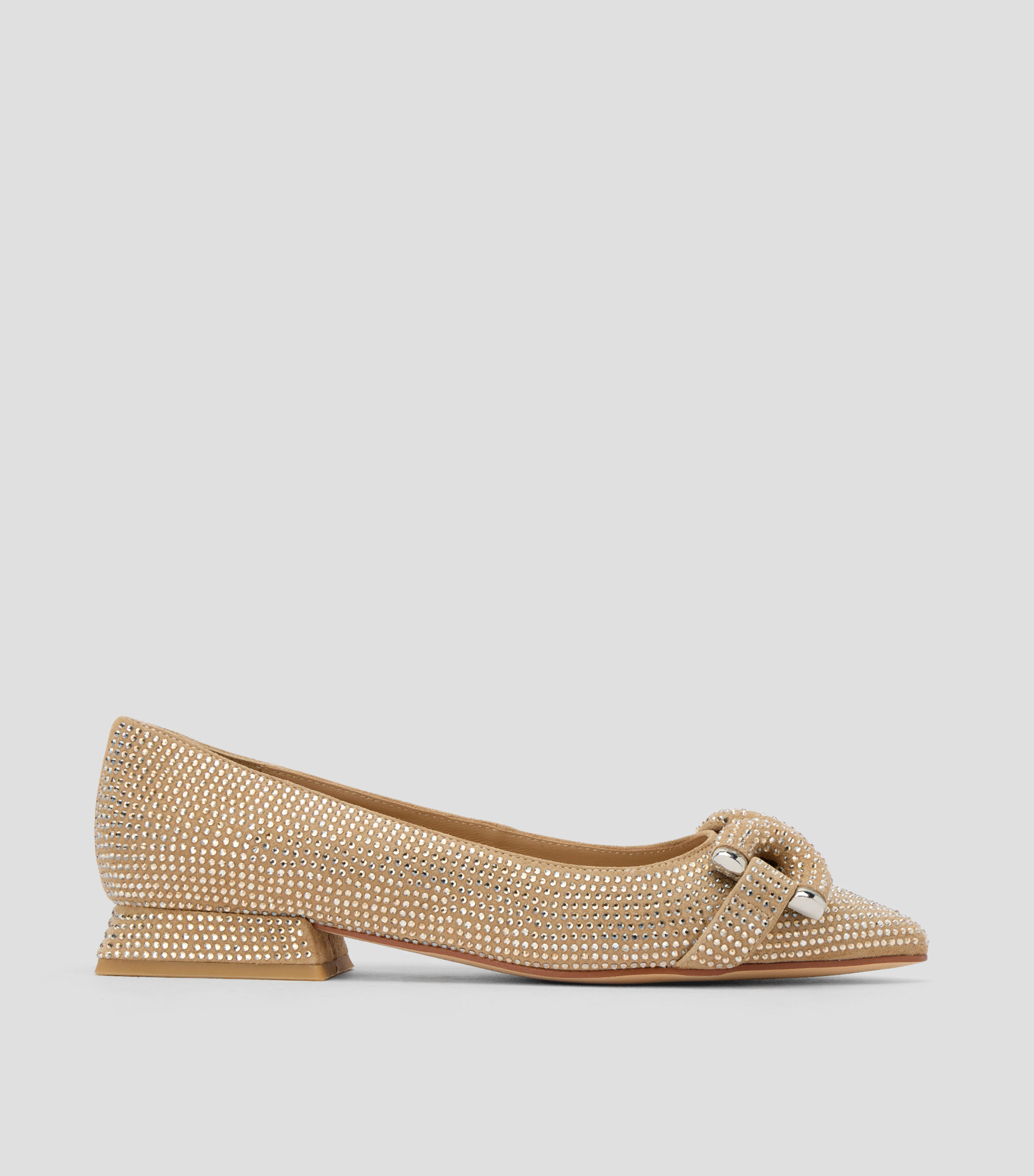 Flats en piel con piedras Mujer