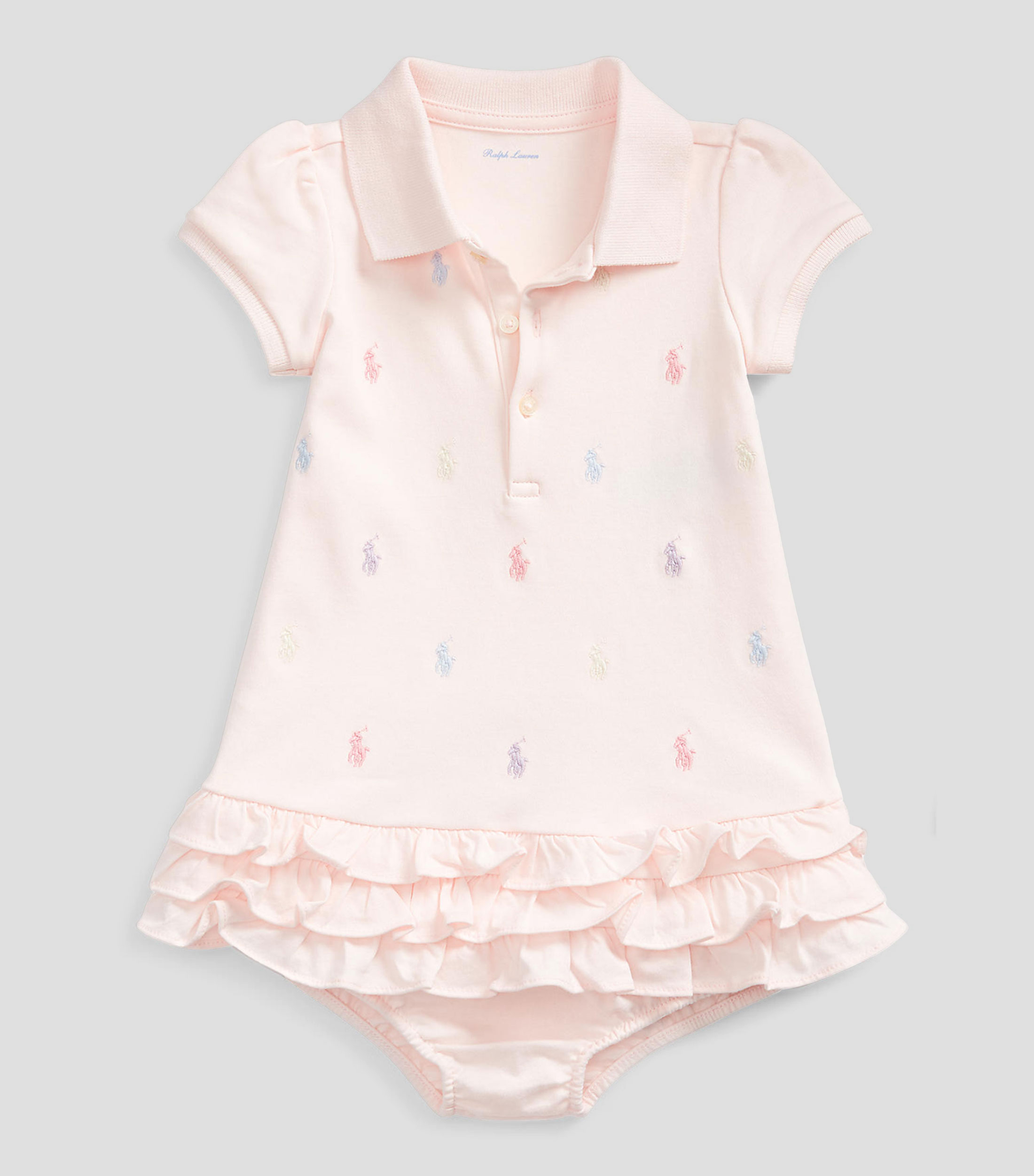 Vestido polo con volantes y bombacho Bebé