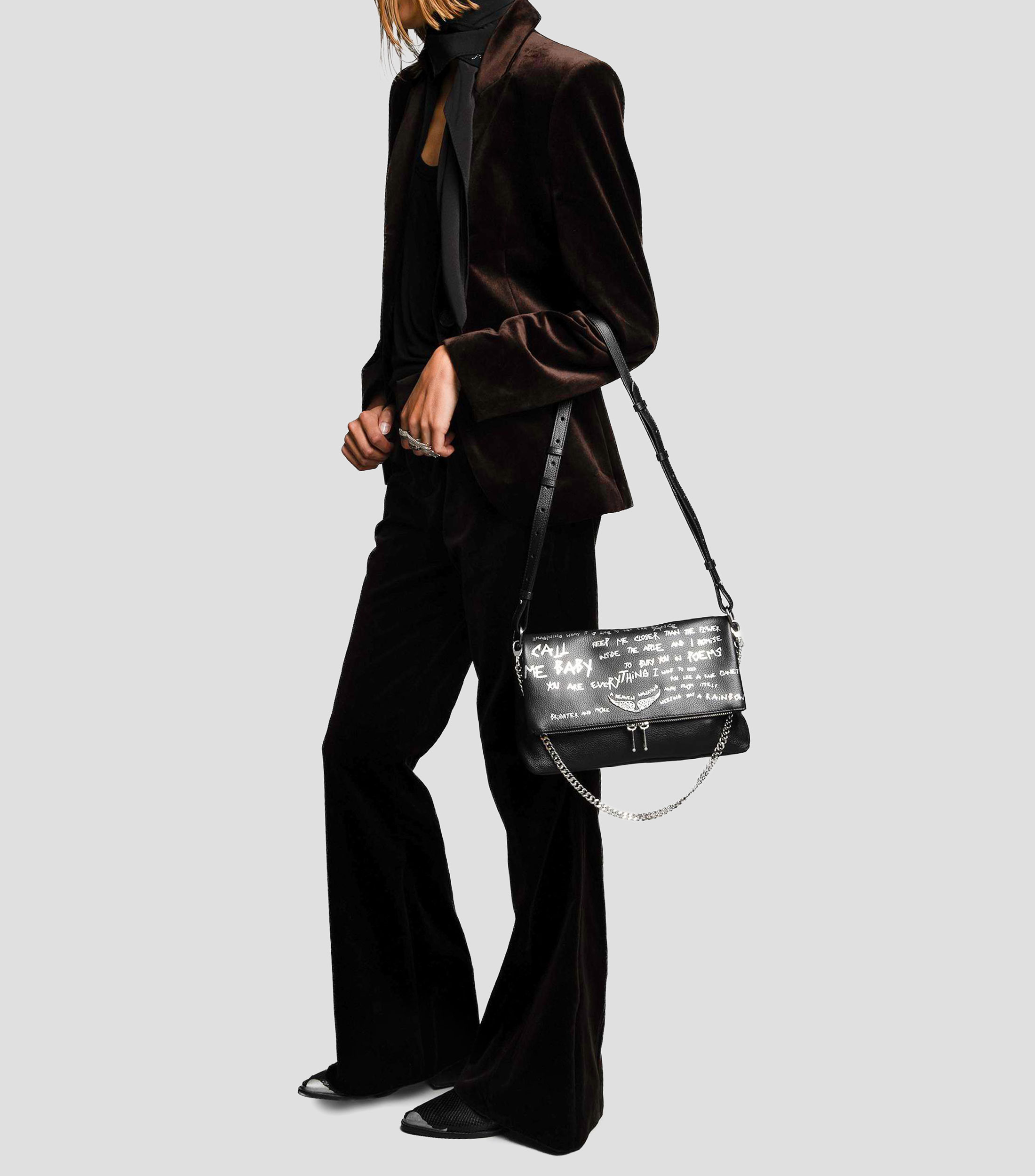 Bolsa Crossbody en piel Rock II Graffiti con estampado Mujer