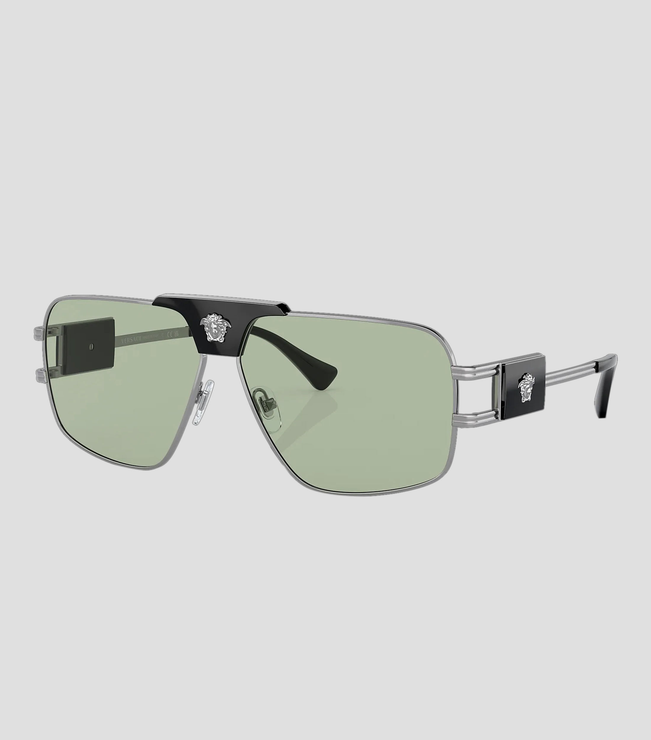 Lentes de sol aviador plateados Hombre
