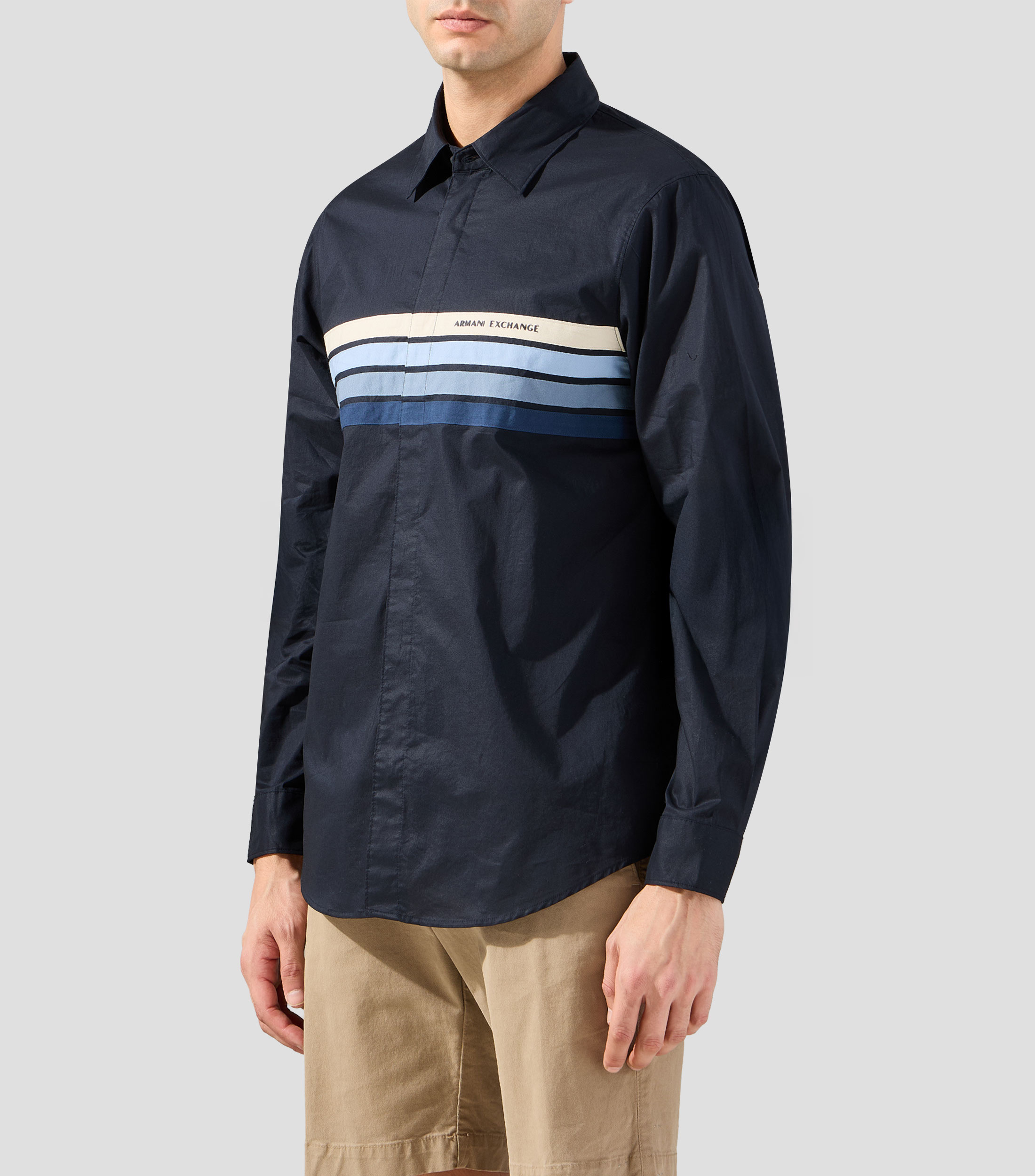 Camisa rayas manga larga Hombre