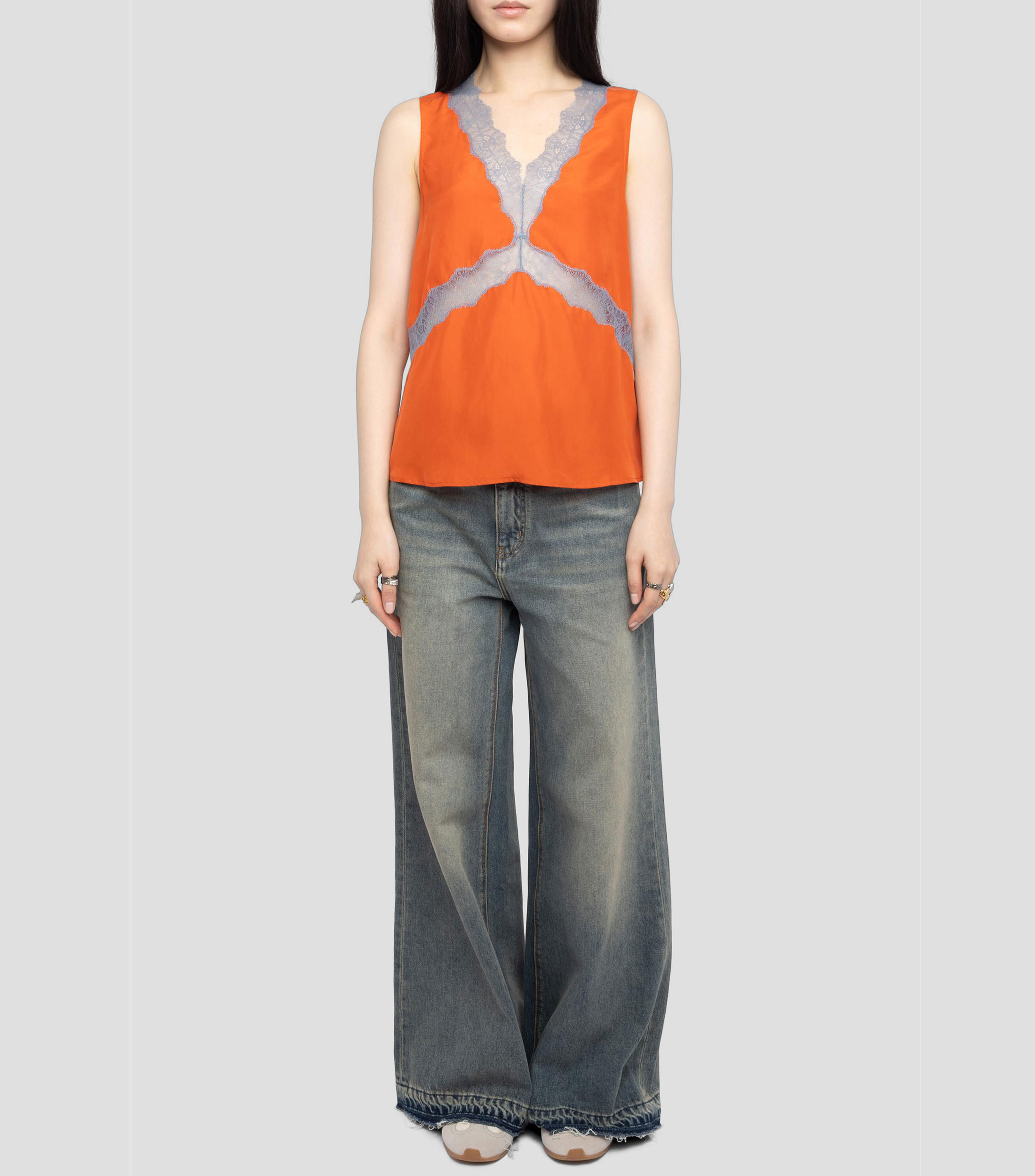 Blusa lisa sin mangas Mujer
