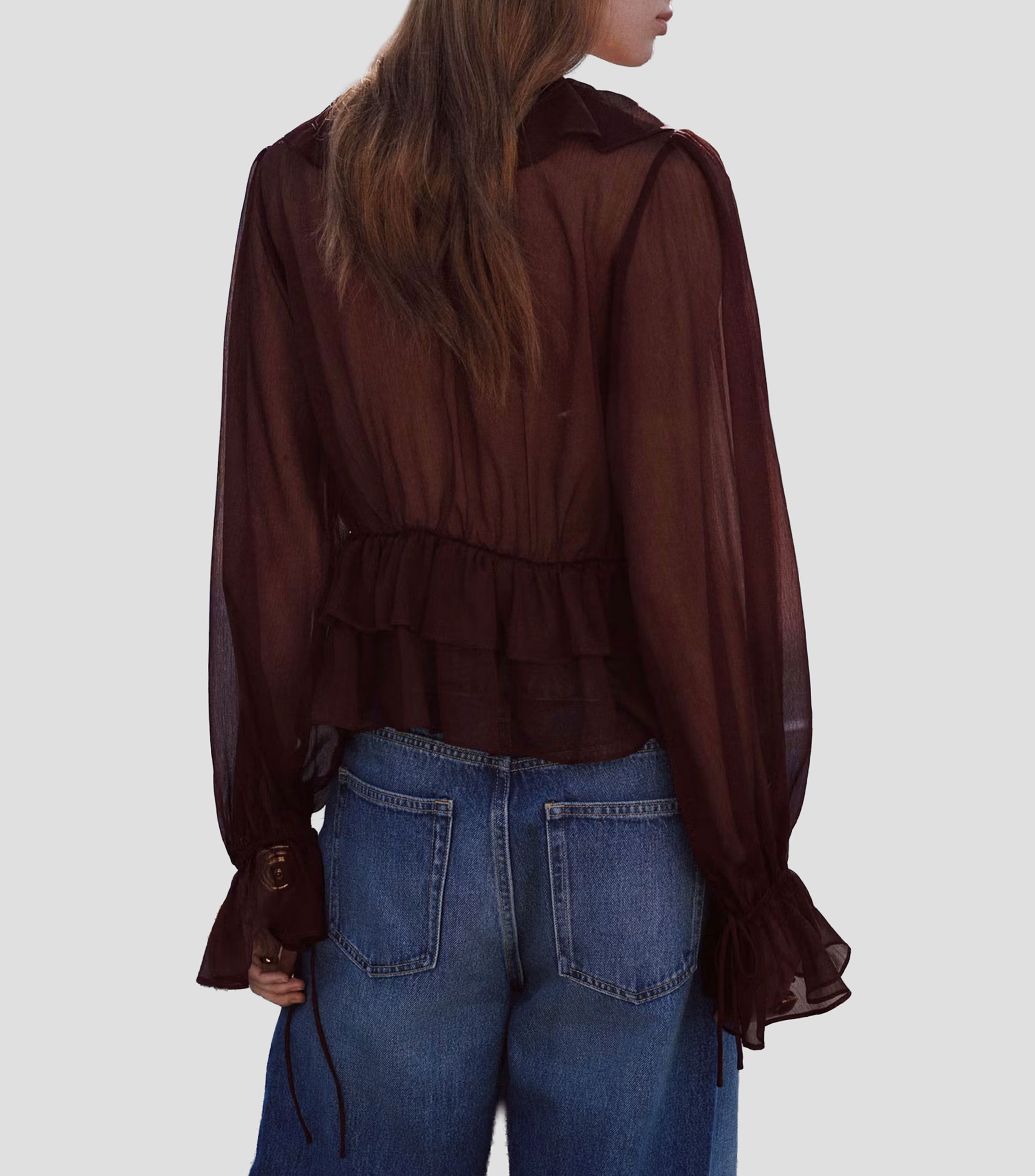 Blusa lisa manga larga Mujer