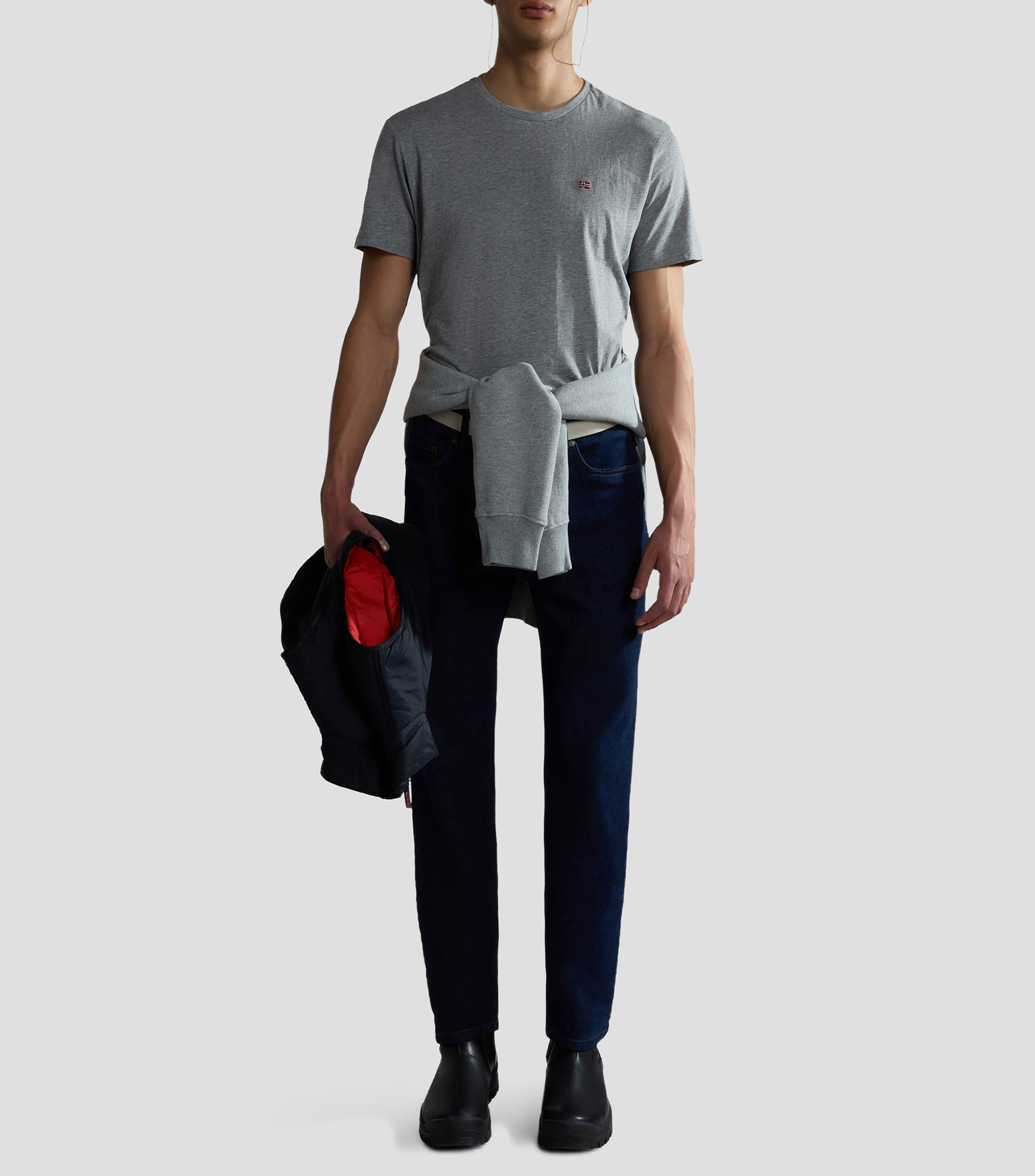 Playera cuello redondo manga corta Salis jaspeada Hombre