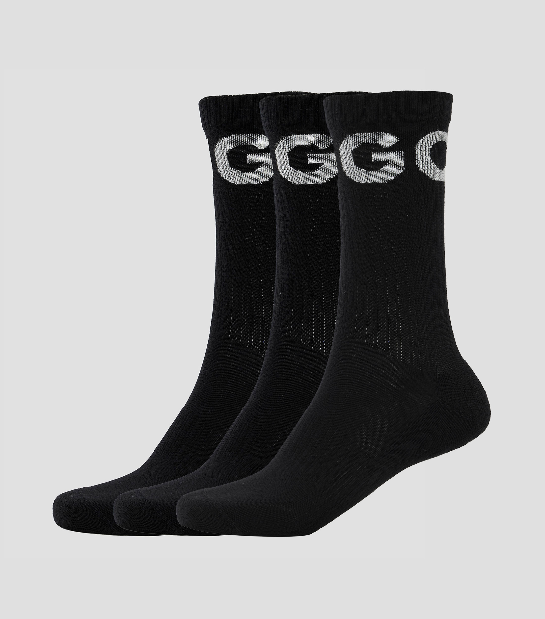 Paquete de tres pares de calcetines cortos en canalé con logos Hombre