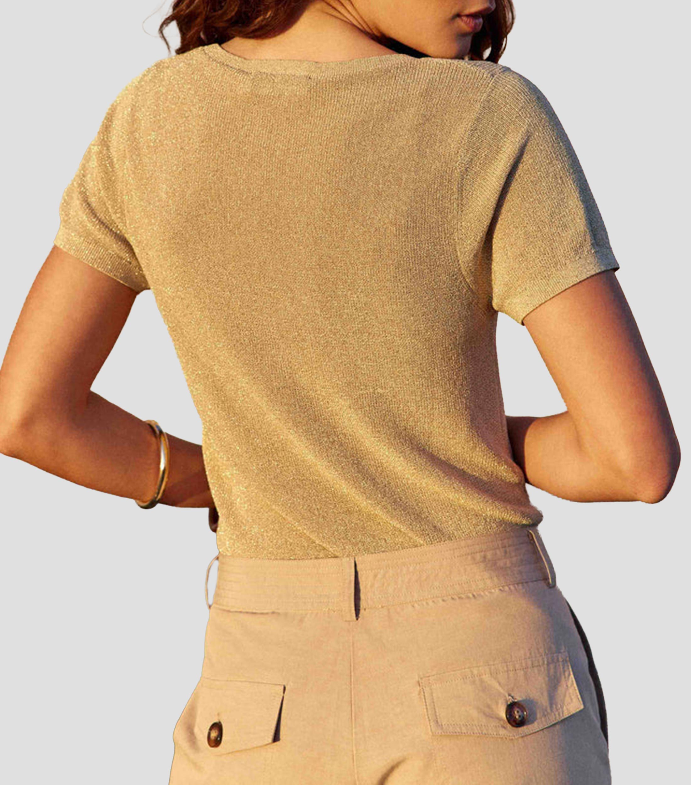Blusa lisa manga corta Mujer