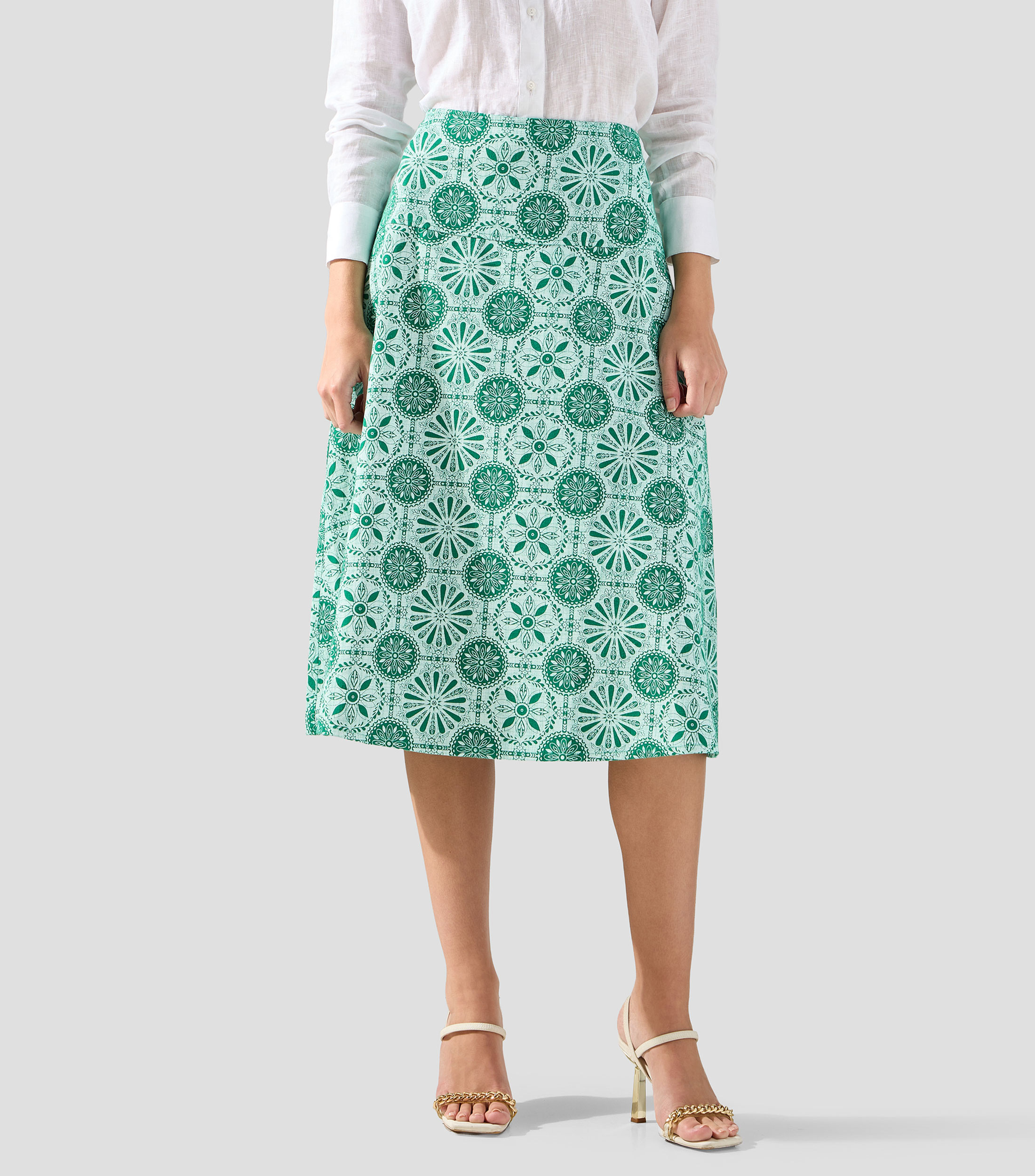 Falda midi de corte regular estampada Mujer