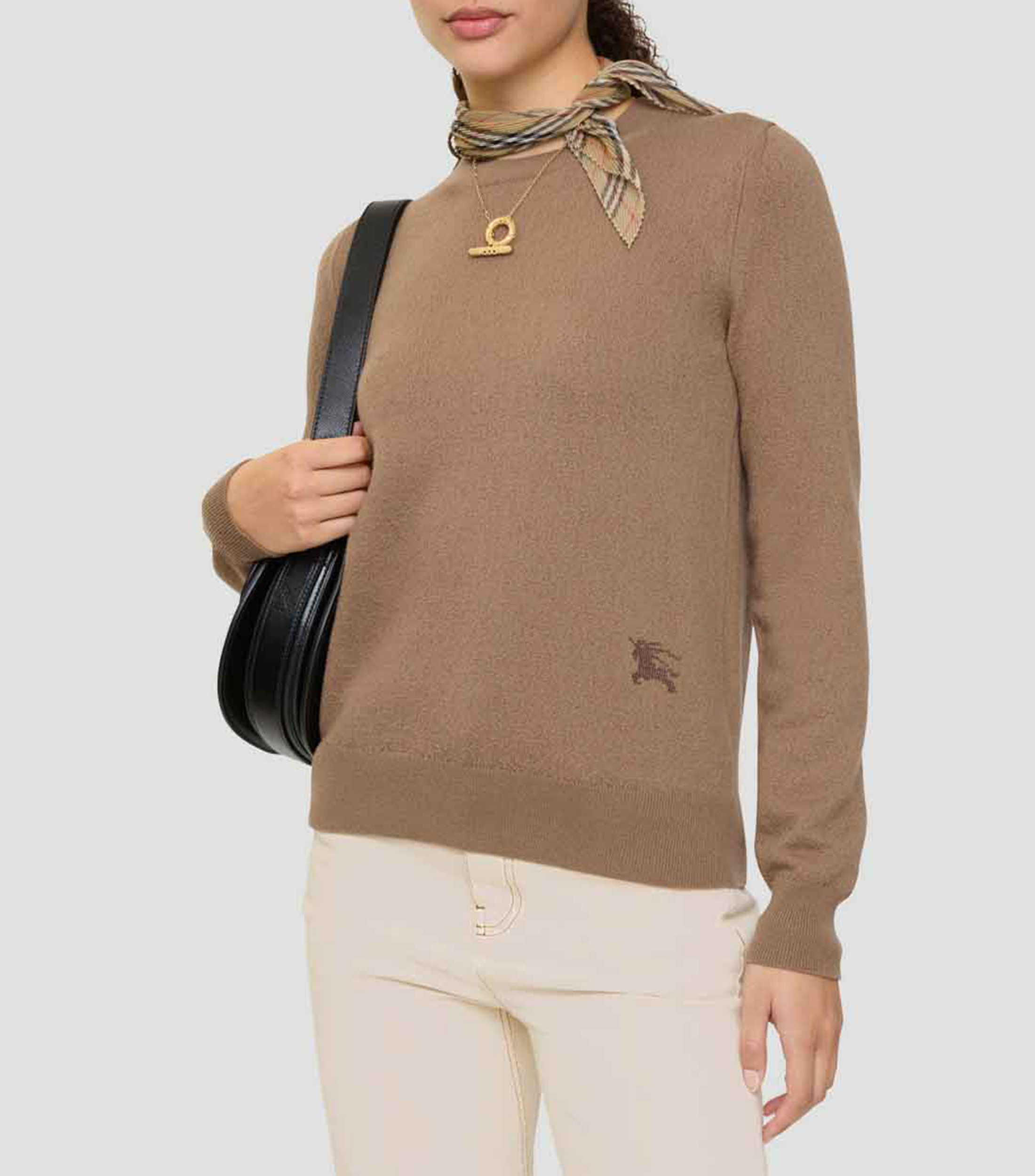 Suéter cuello redondo liso Mujer