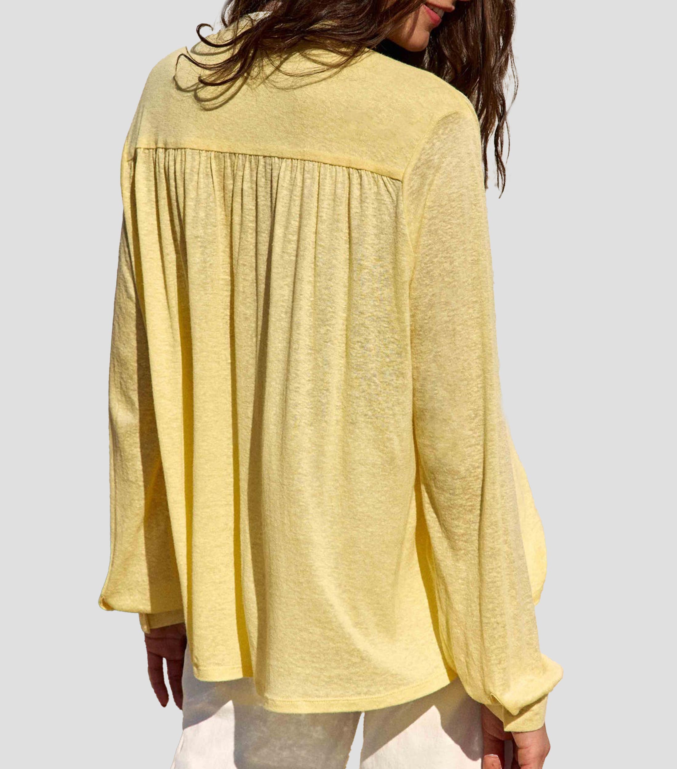 Blusa lisa manga larga Mujer