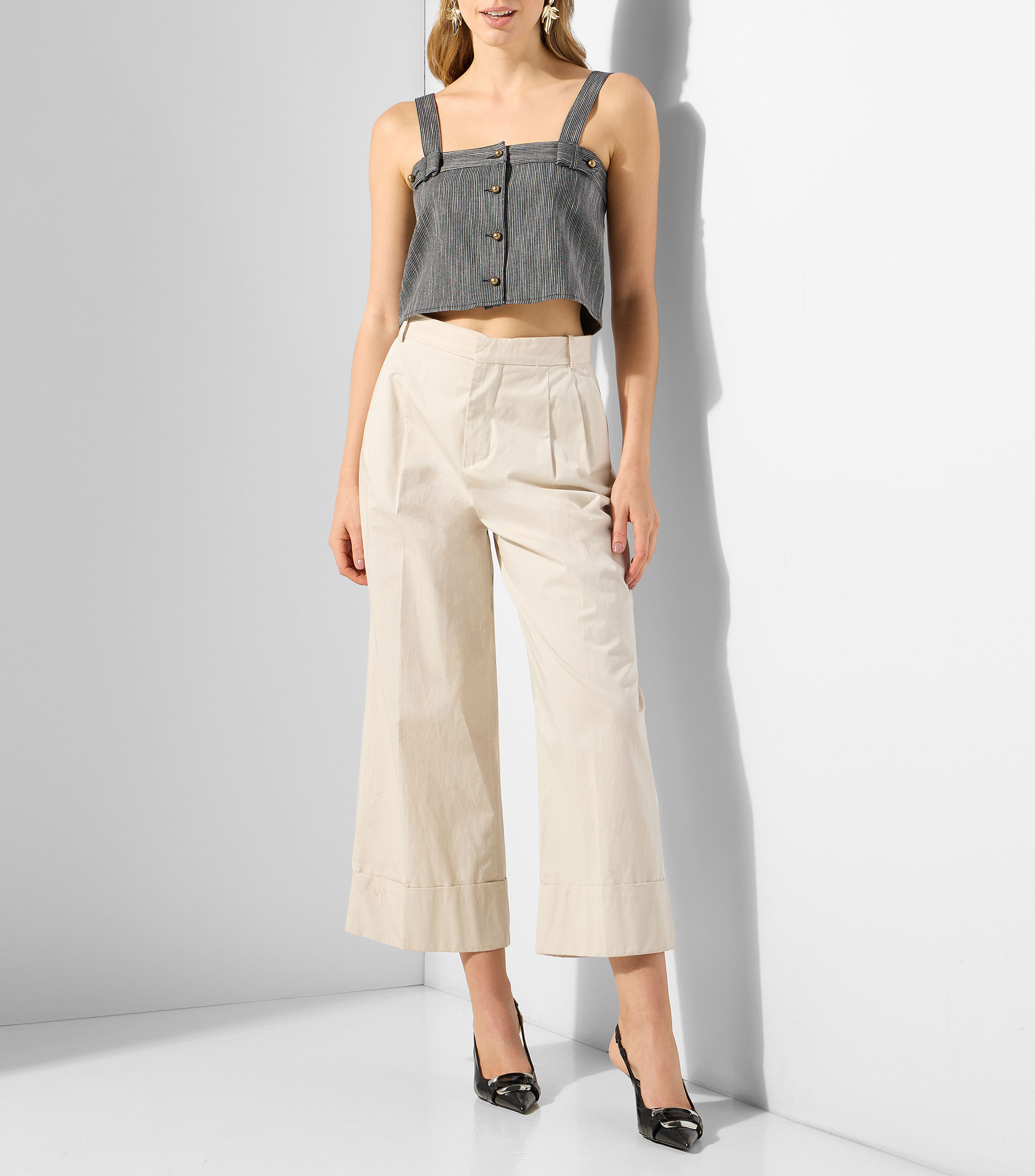 Blusa líneas sin mangas Mujer