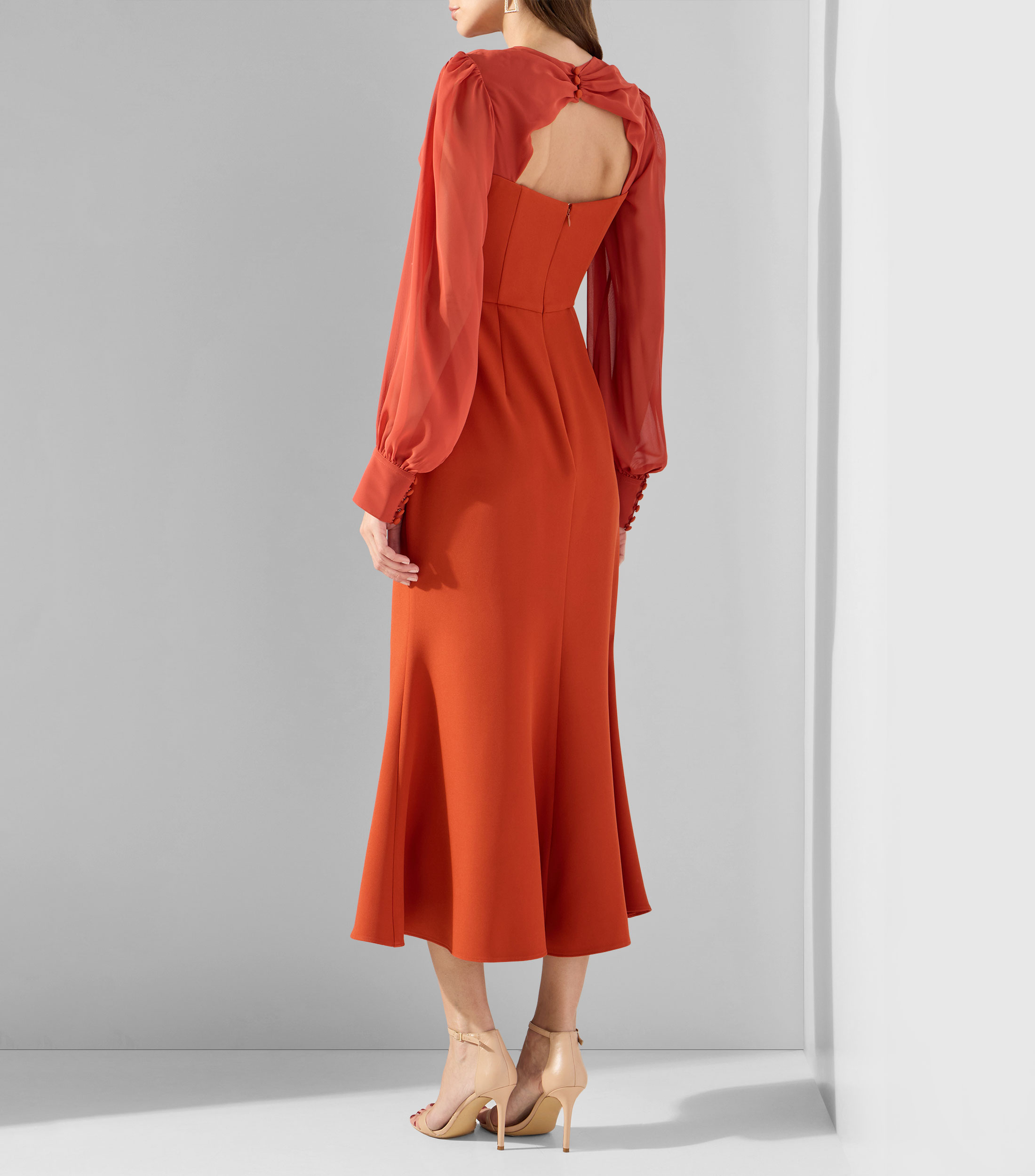 Vestido largo manga larga liso Mujer