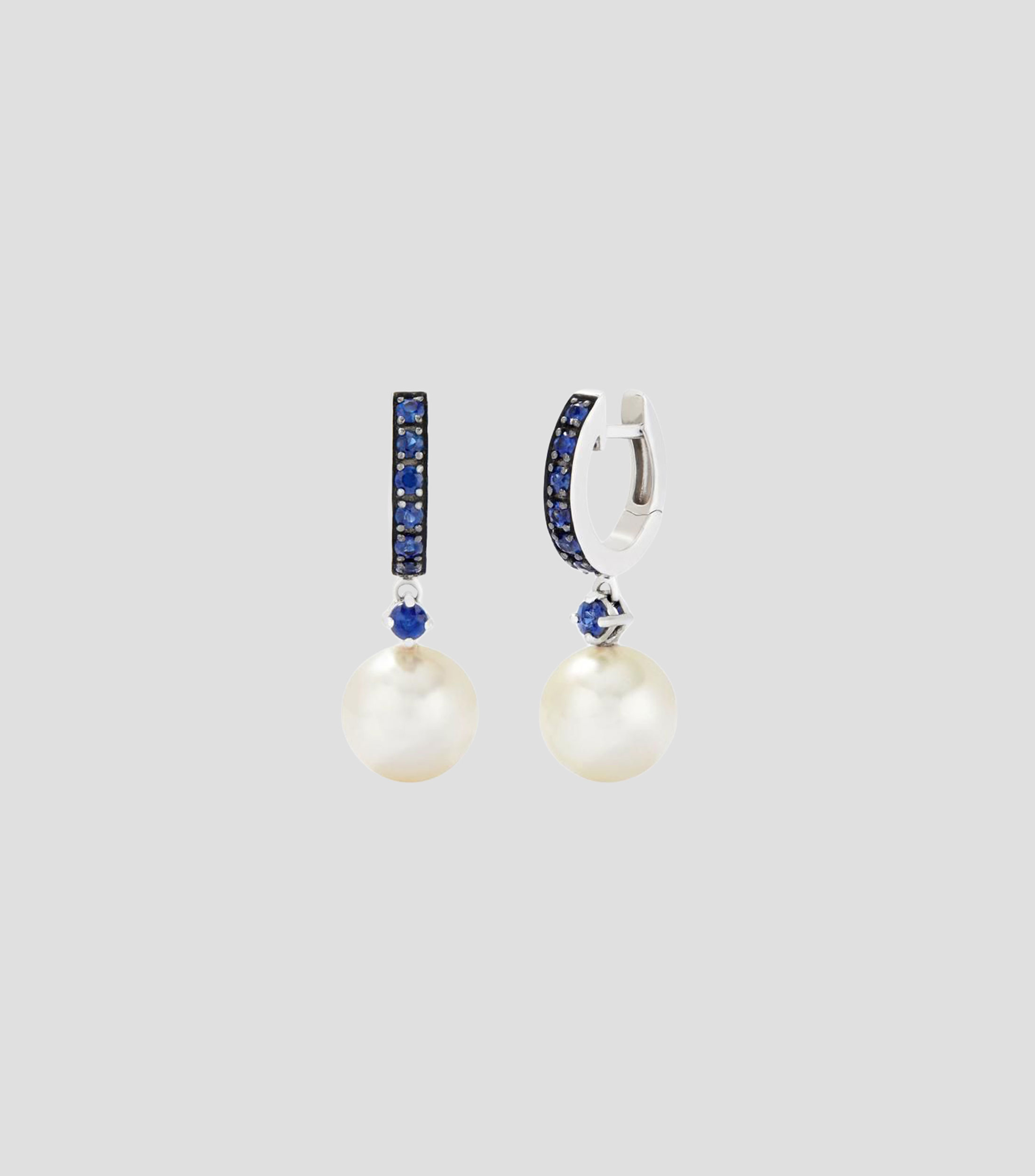 Aretes en Plata .925 con zafiros azules y perlas australianas Mujer