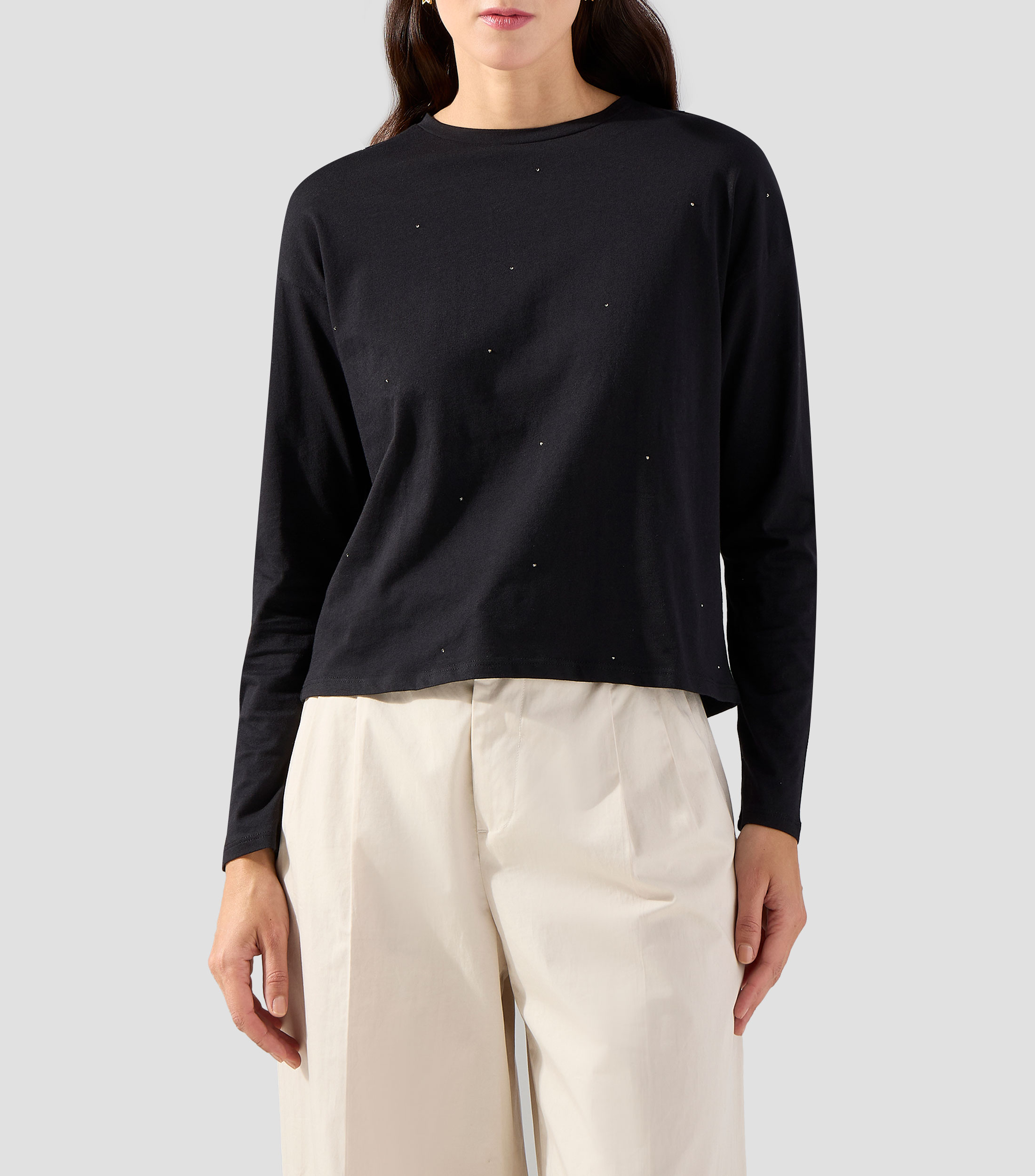 Playera cuello redondo manga larga lisa Mujer
