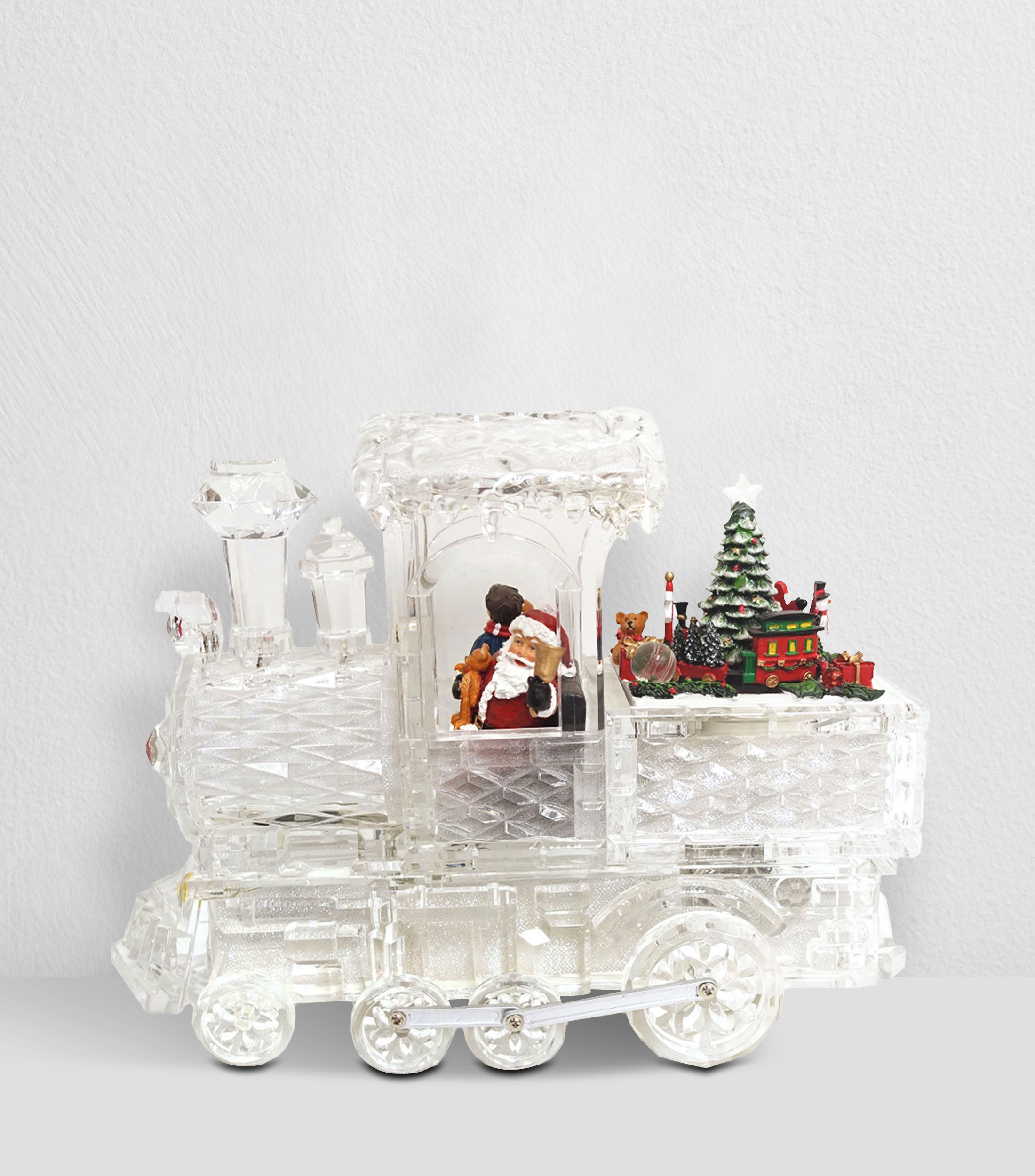 Figura decorativa Navideña Tren de Santa con luz y música