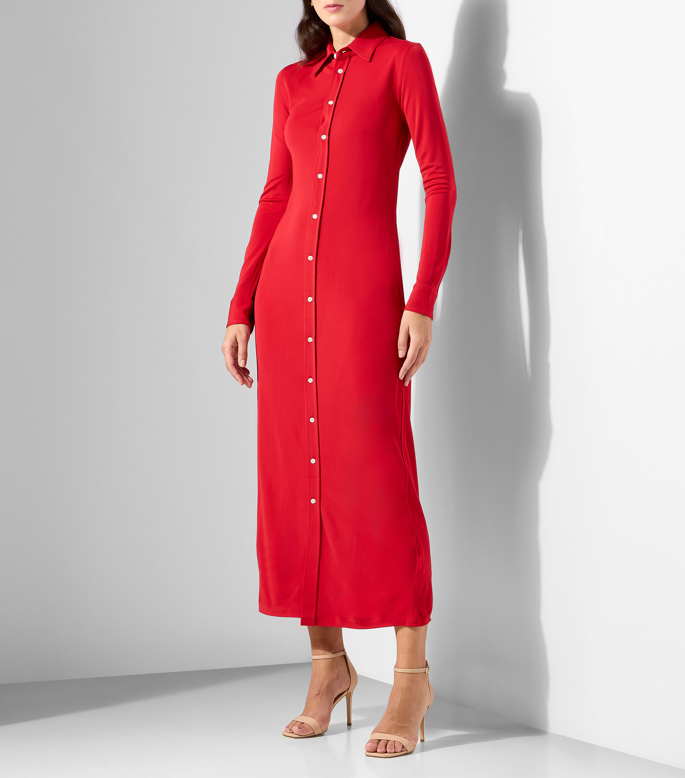 Vestido largo manga larga liso Mujer