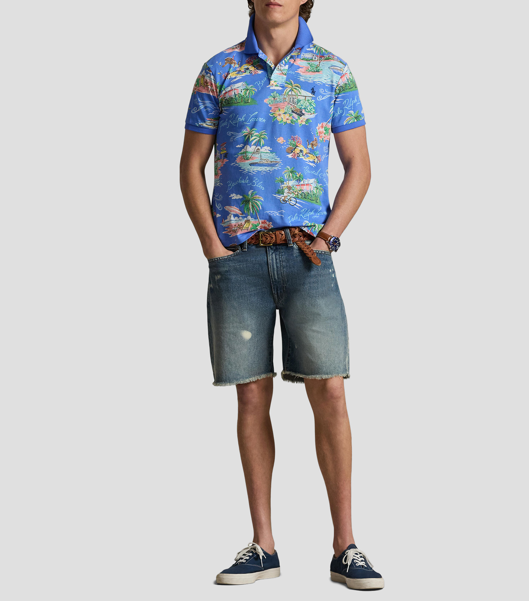 Playera tipo polo manga corta estampada Hombre