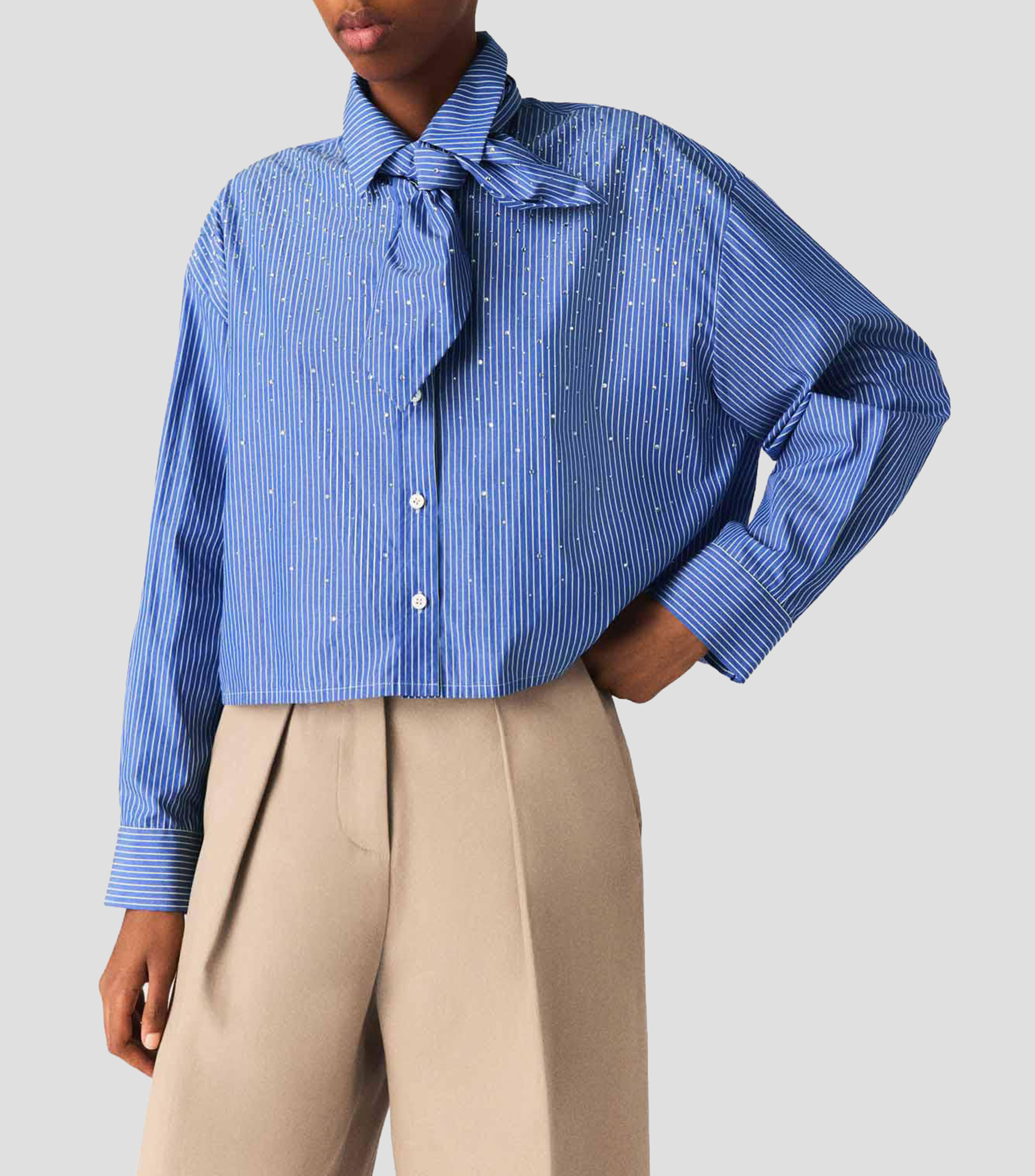 Camisa con rayas manga larga Mujer