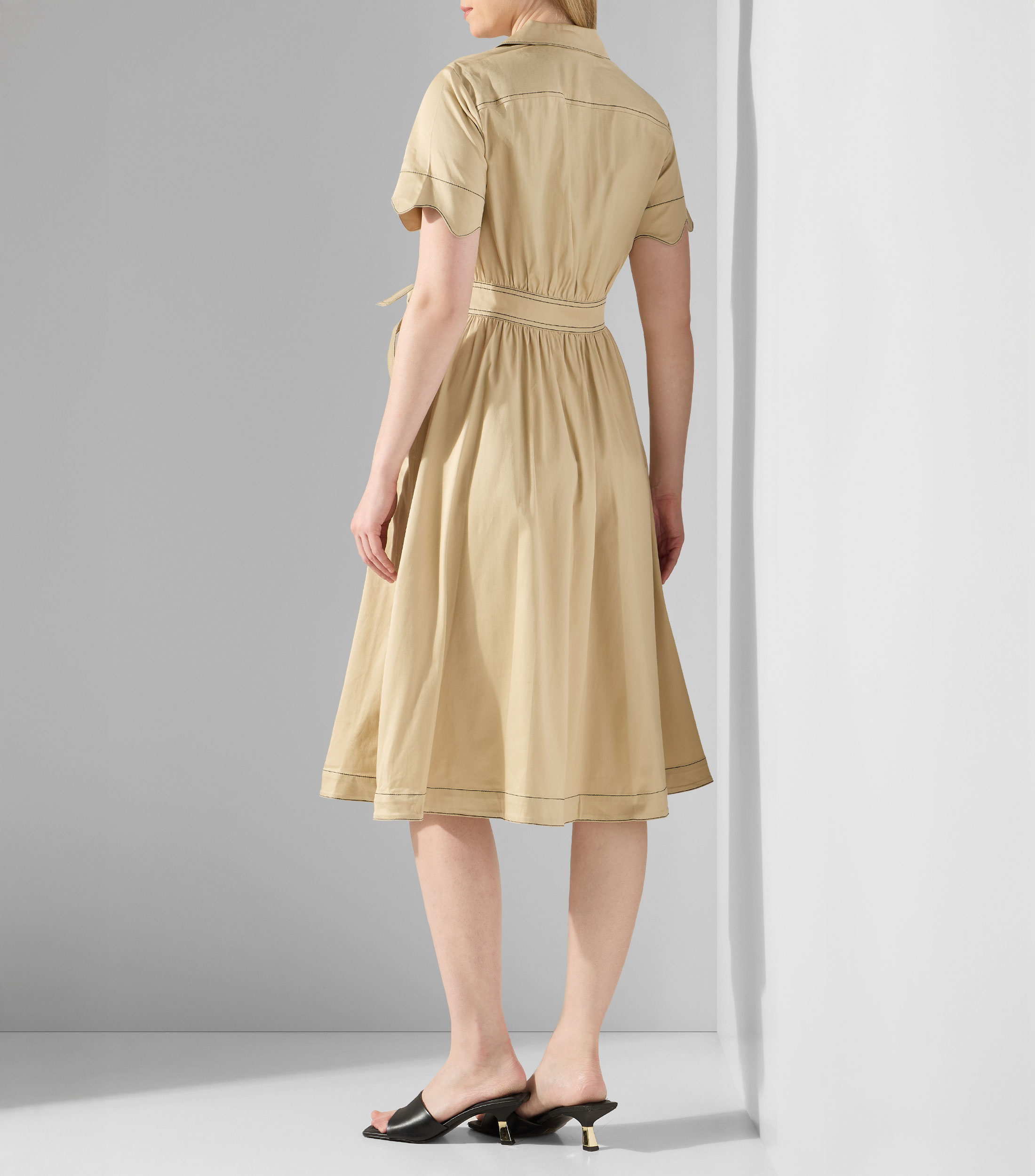 Vestido camisero midi liso Mujer