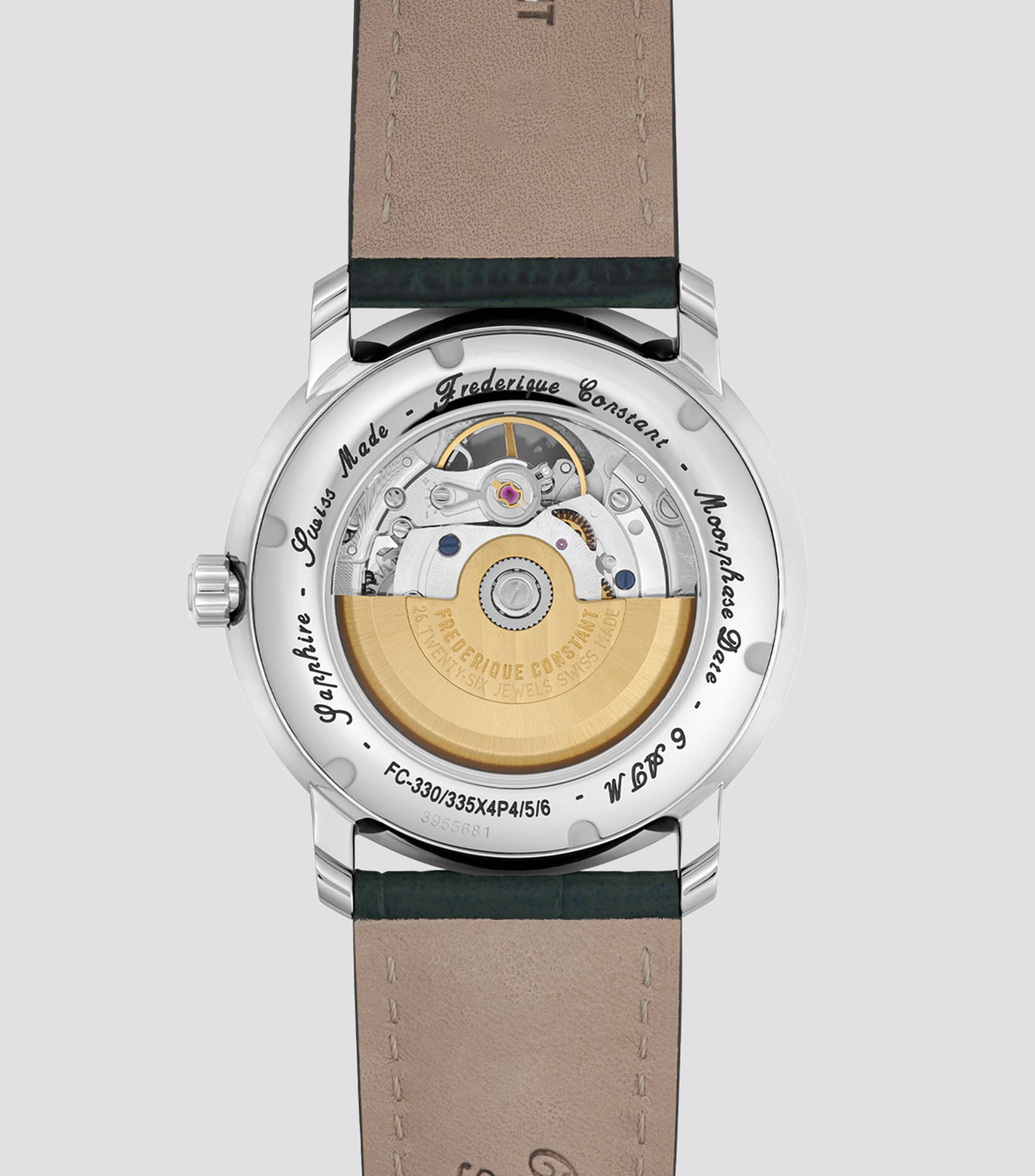 Reloj para Hombre Open Heart Moonphase Casual Verde, Plateado