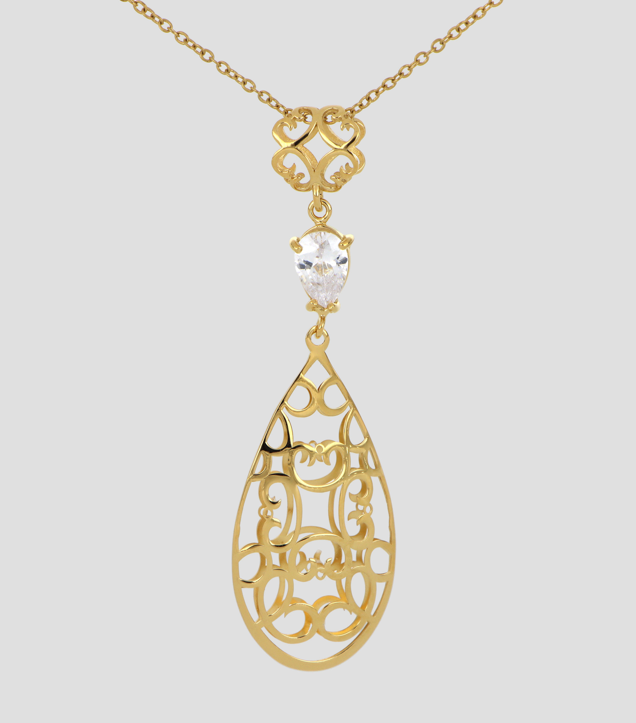 Dije en plata gota con zirconia Mujer