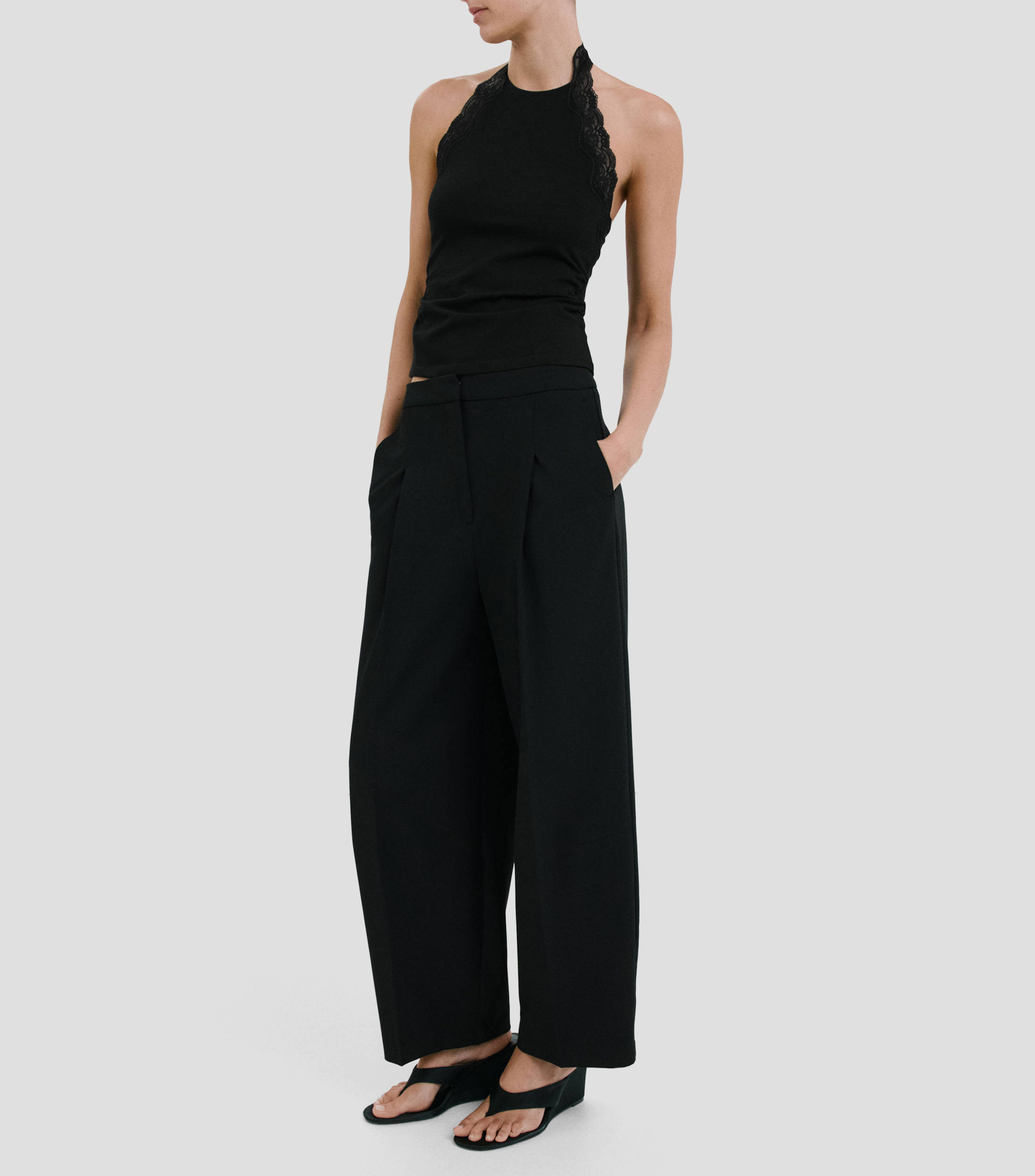 Top cuello halter sin mangas liso Mujer