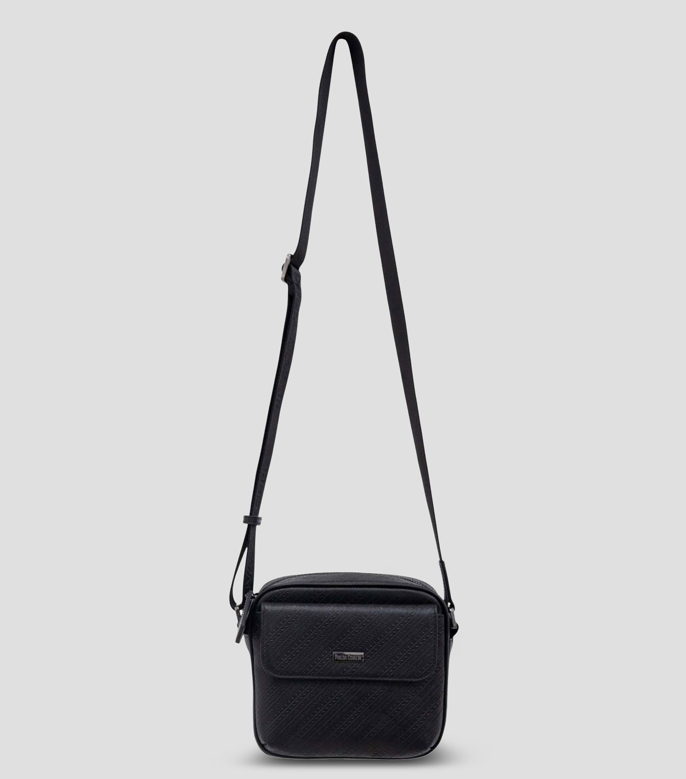 Bolso messenger en piel liso Hombre