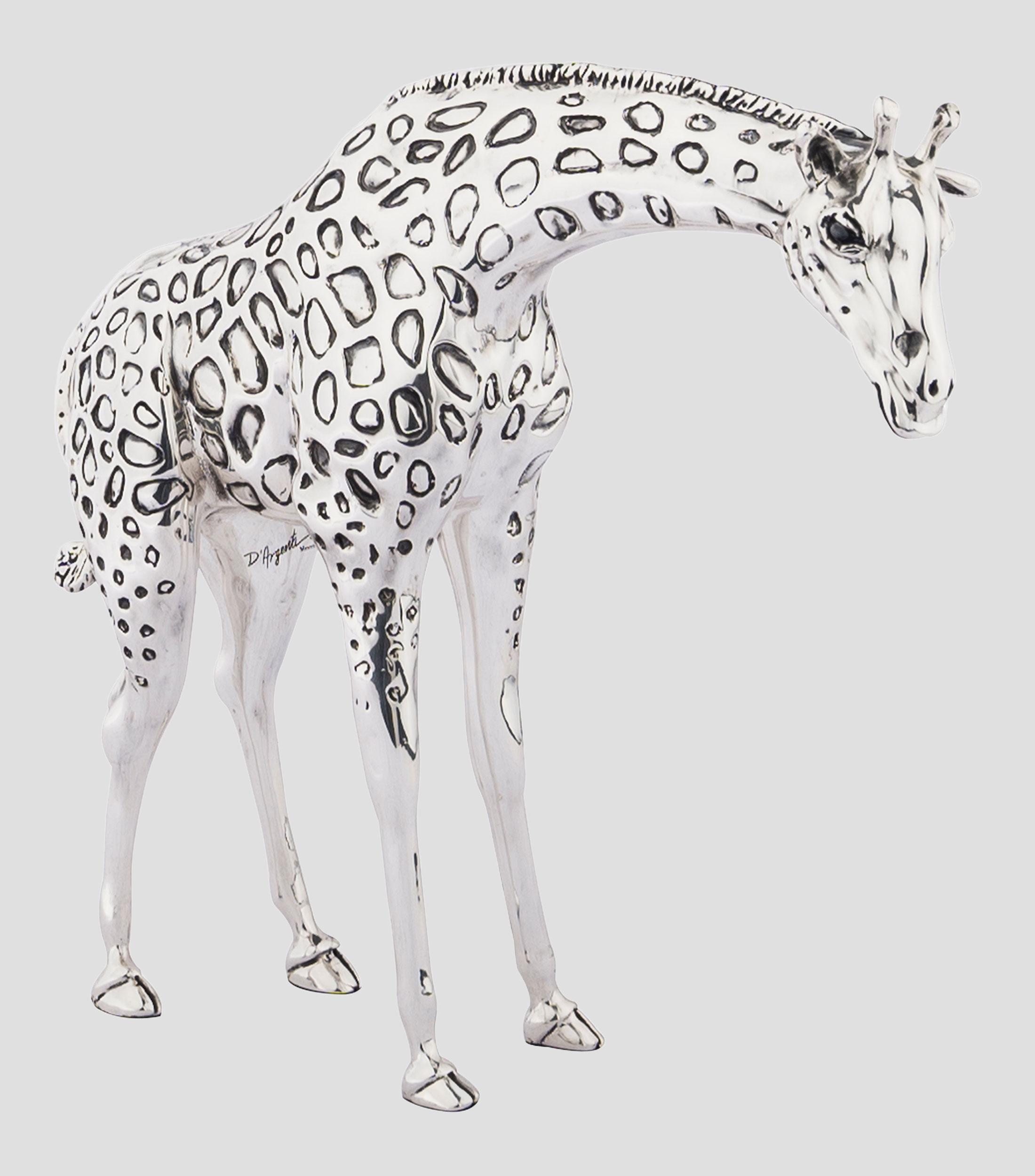 Escultura Jirafa acabado plata