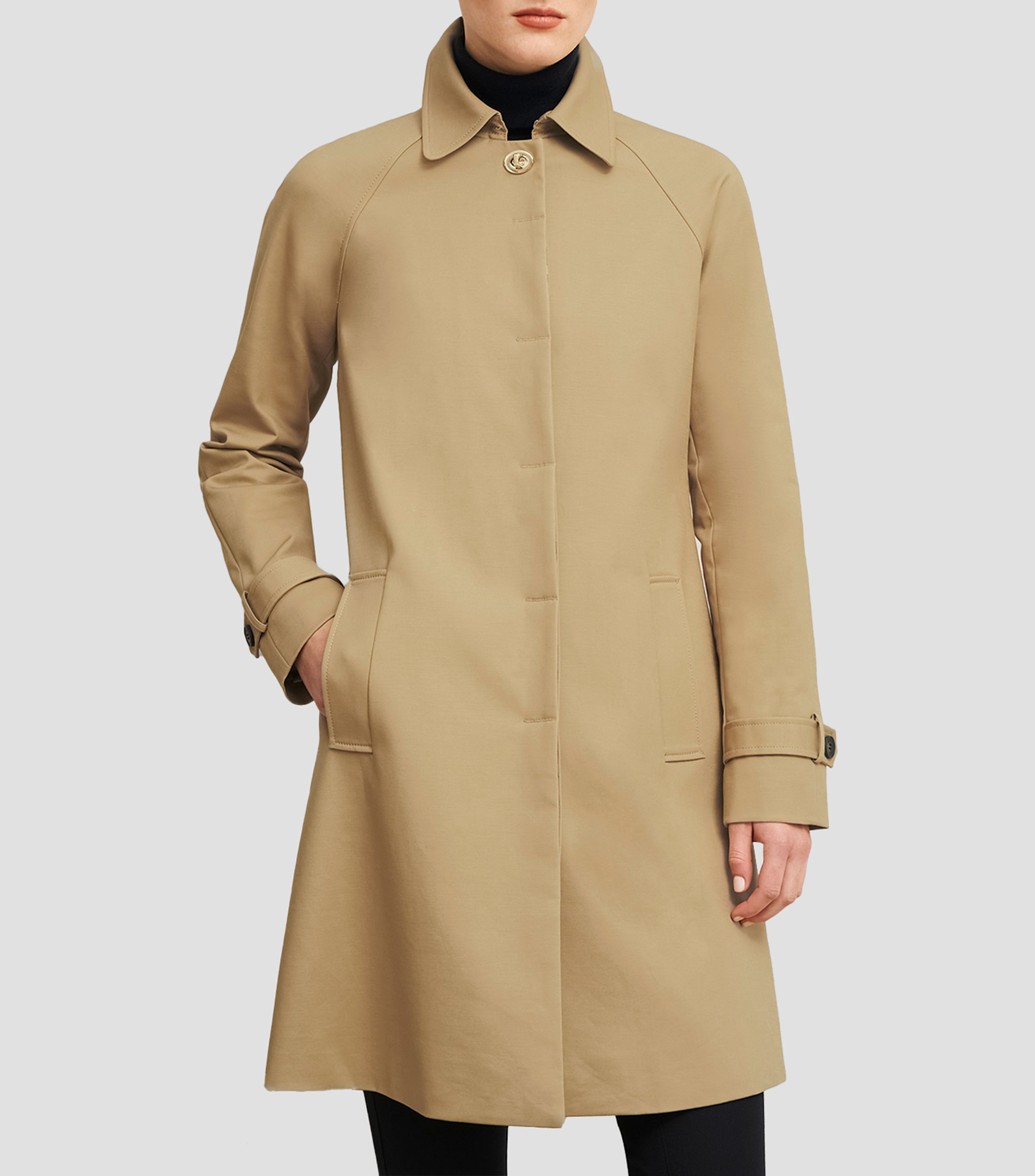 Gabardina tres cuartos con botones Mujer