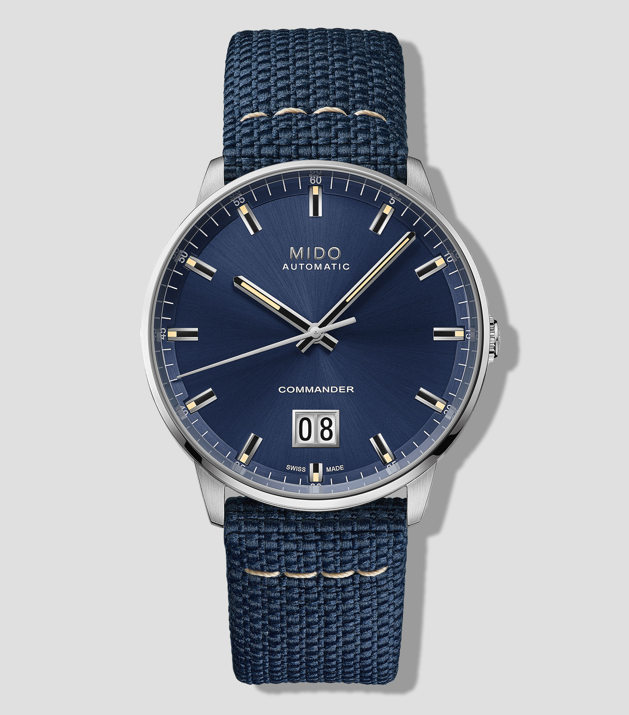 Reloj para Hombre Commander Big Date Casual, Plateado, Azul