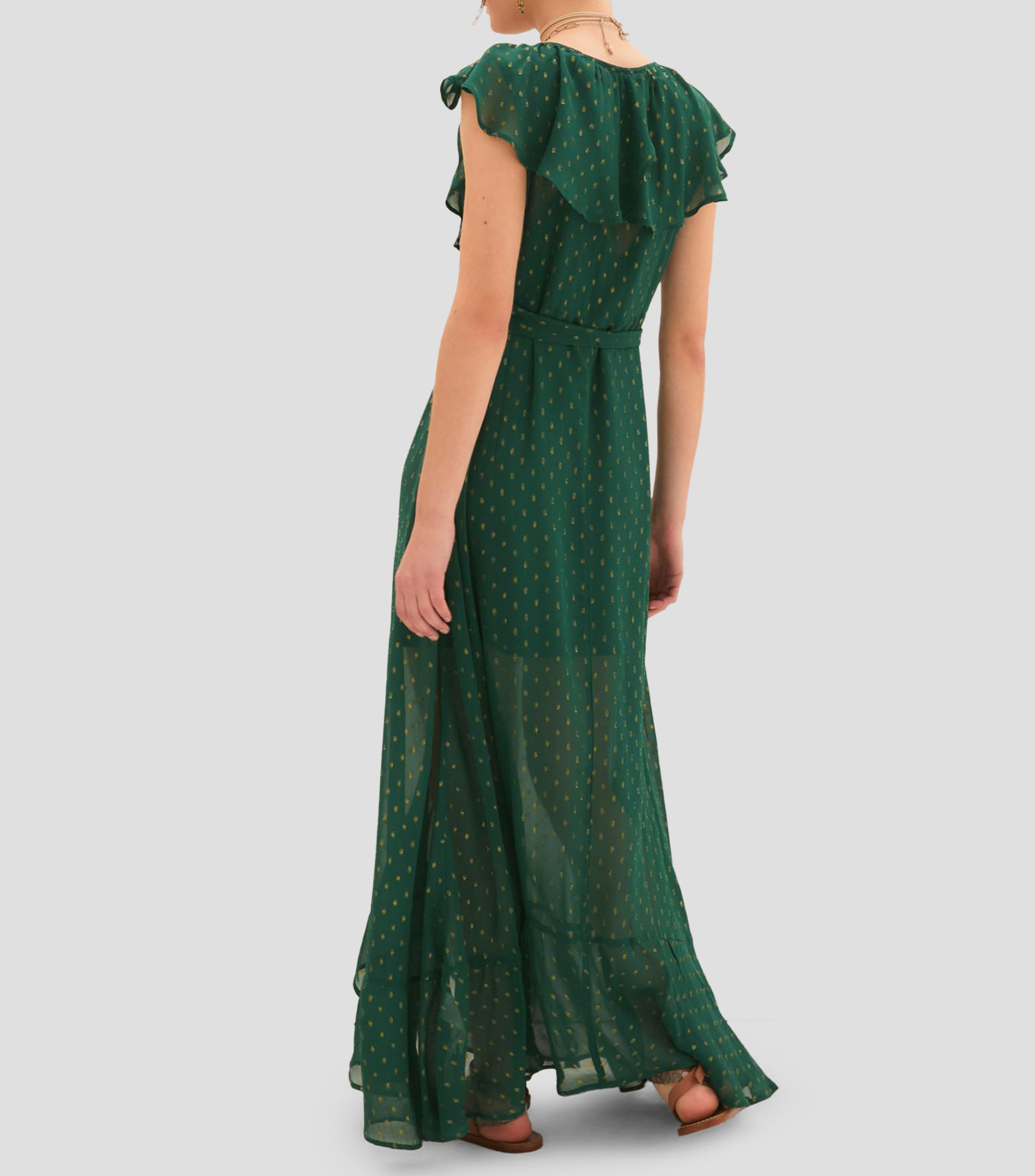 Vestido largo con microdiseño Mujer