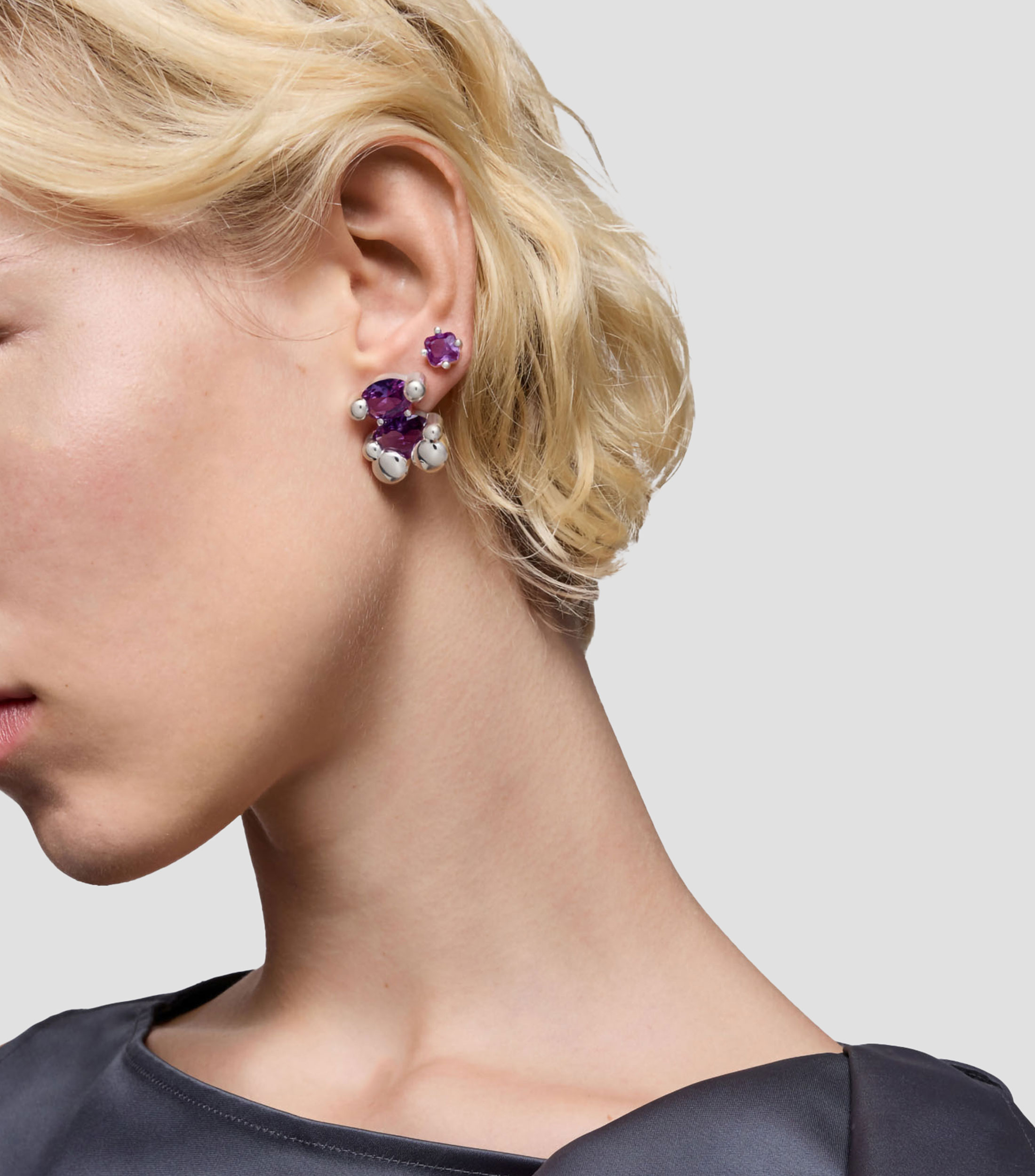 Aretes en plata .925 con zafiro sintético Color Bear Mujer