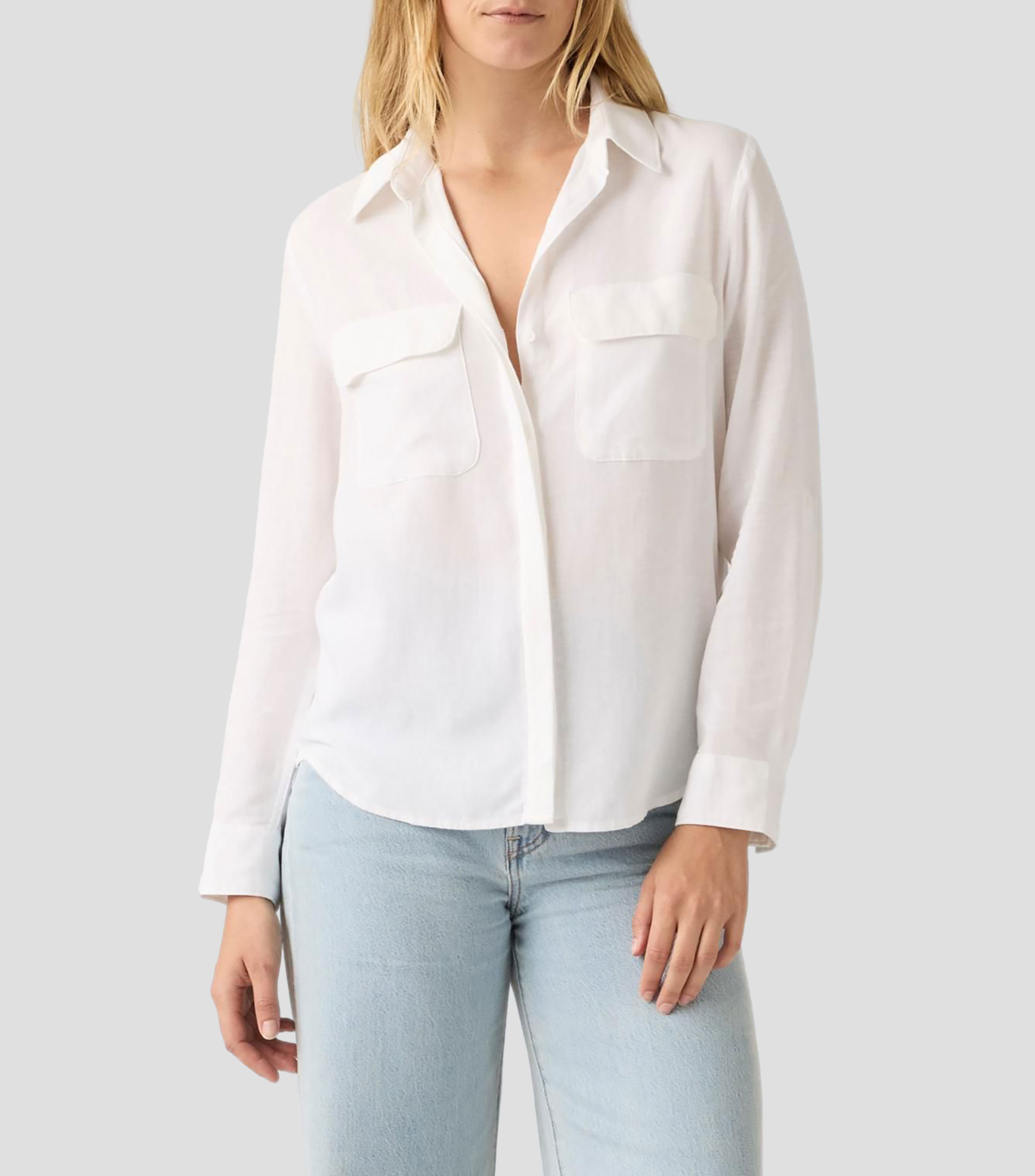 Camisa lisa con manga larga Mujer